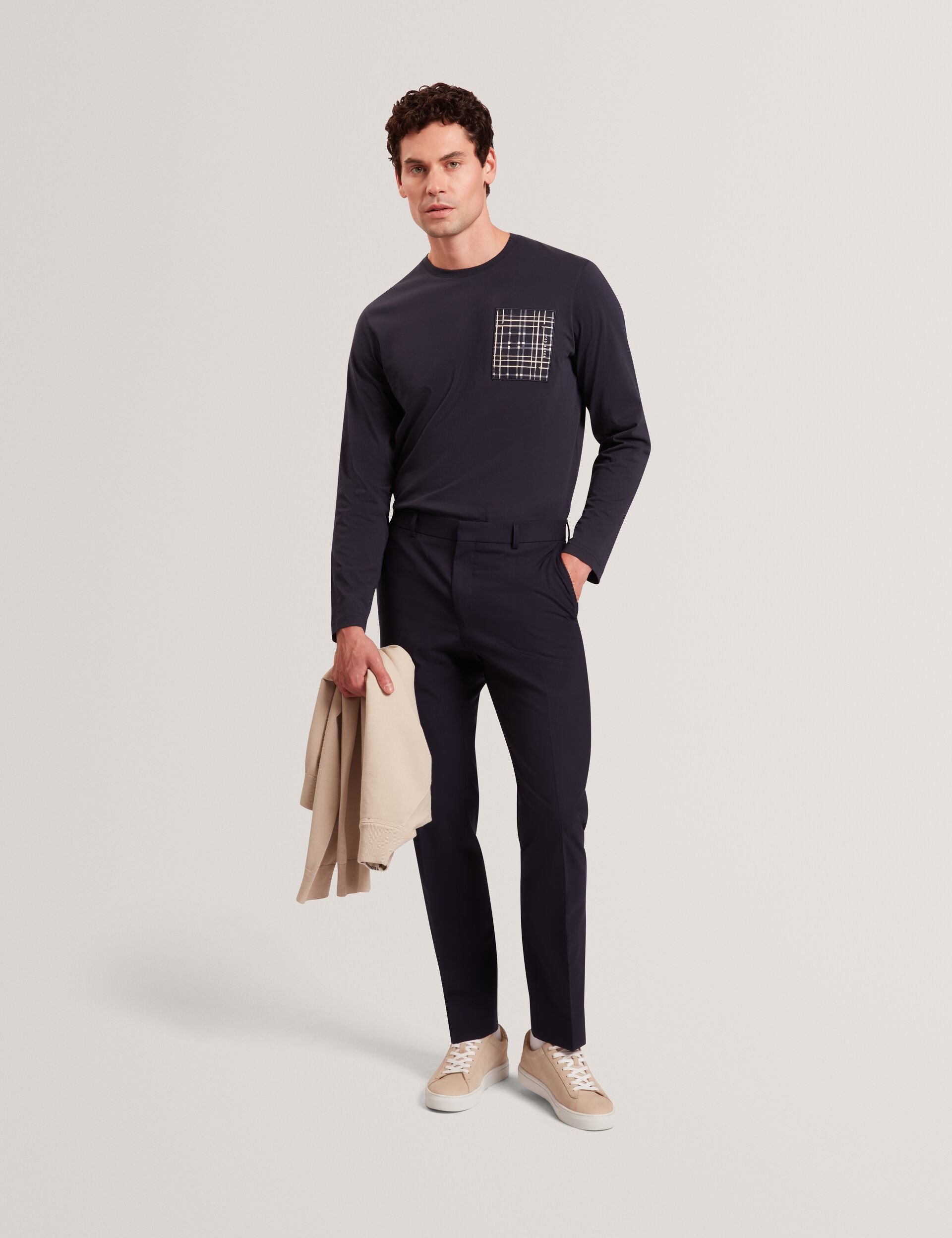Ted Baker SININO Graphic Patch Long Sleeve T-Shirt NAVY