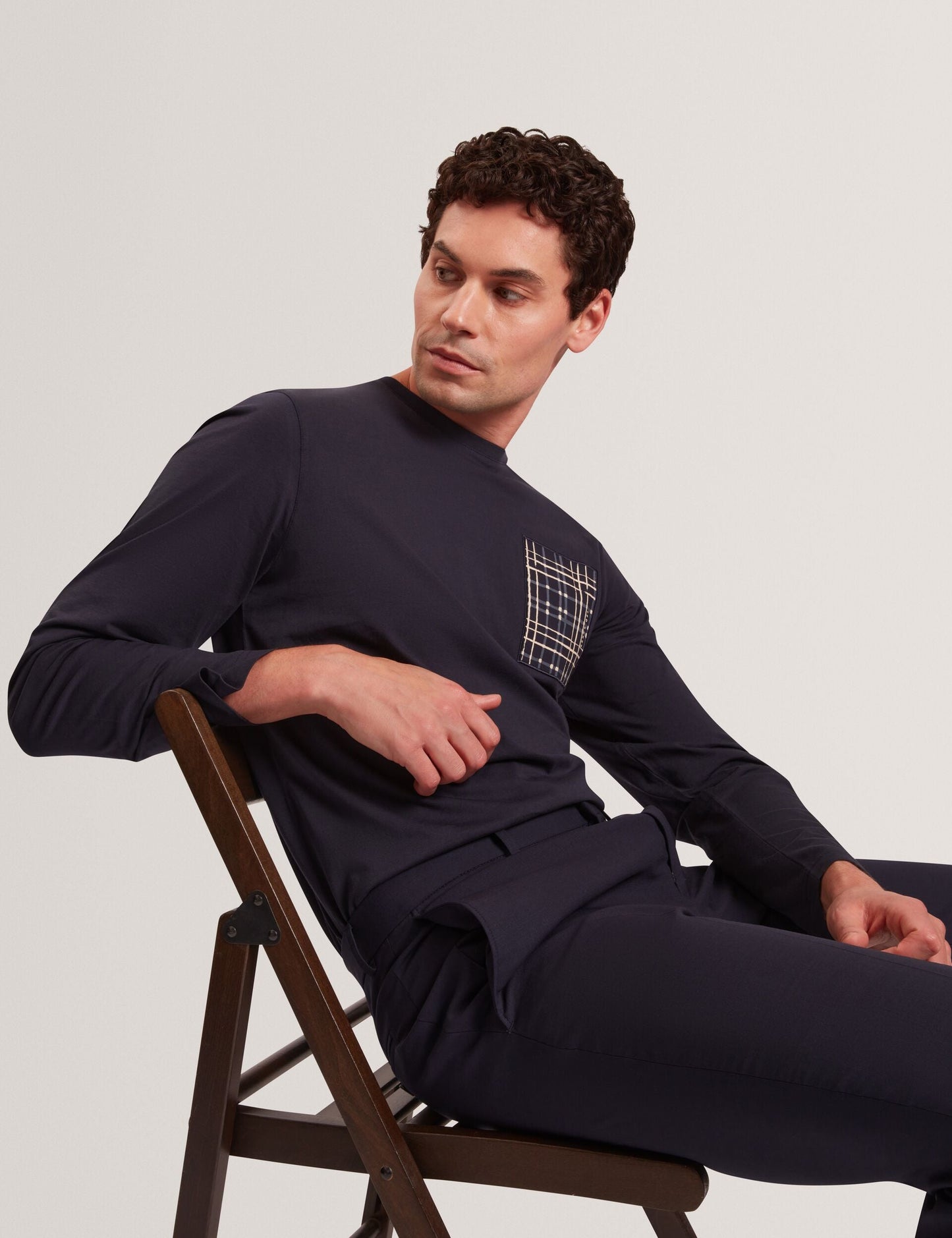 Ted Baker SININO Graphic Patch Long Sleeve T-Shirt NAVY