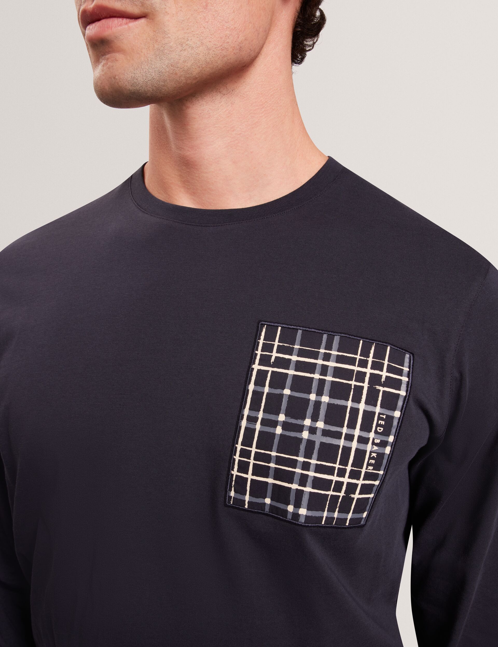 Ted Baker SININO Graphic Patch Long Sleeve T-Shirt NAVY
