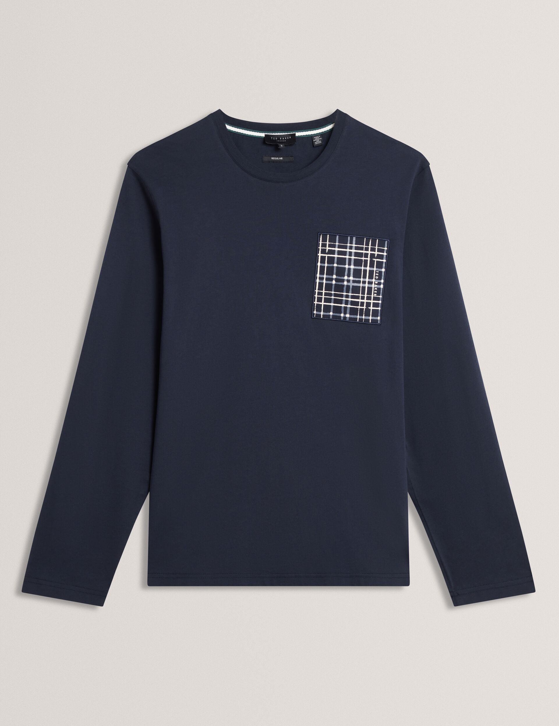 Ted Baker SININO Graphic Patch Long Sleeve T-Shirt NAVY