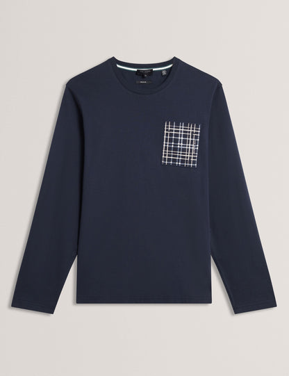 Ted Baker SININO Graphic Patch Long Sleeve T-Shirt NAVY