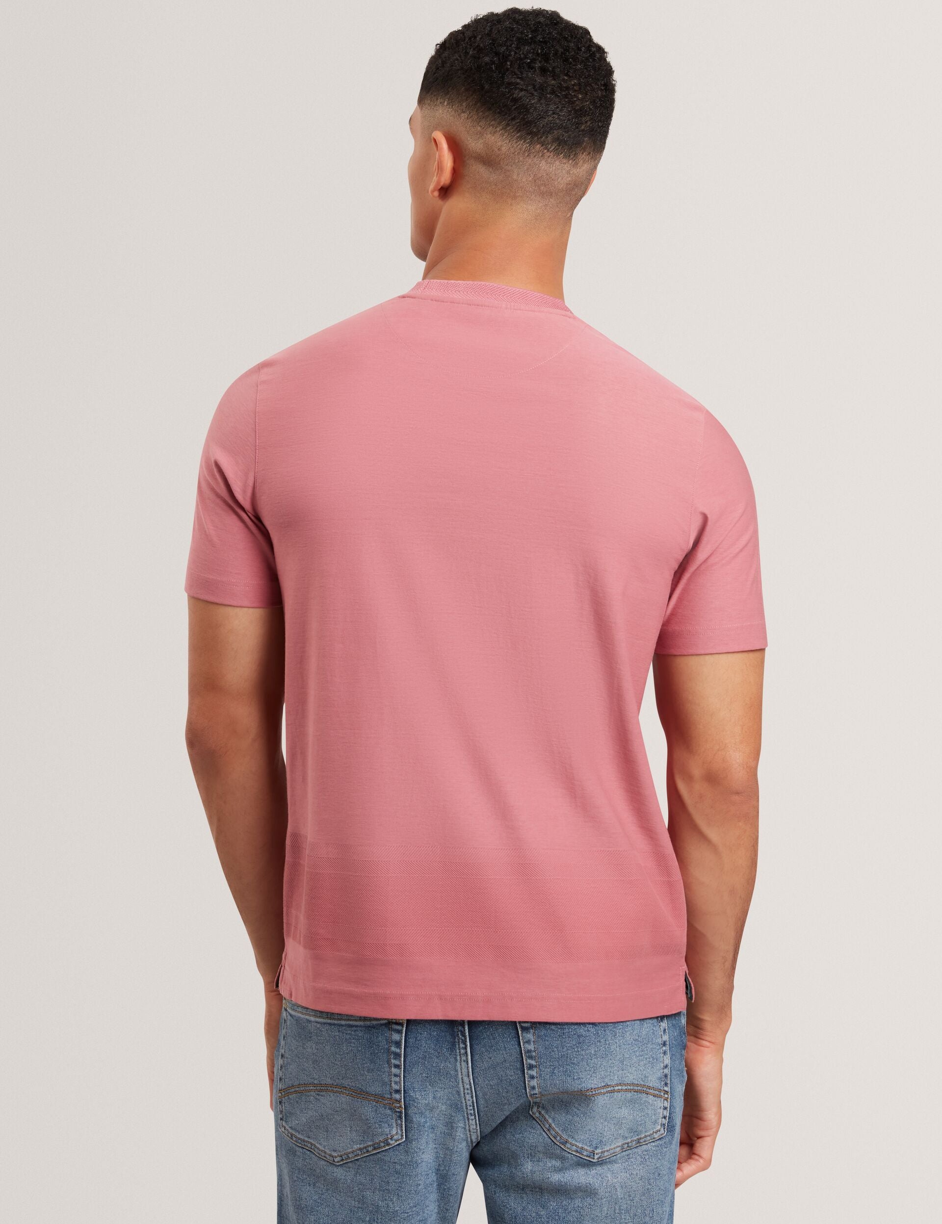 Ted Baker KAELITH Textured Panel Cotton Short Sleeve T-Shirt PINK