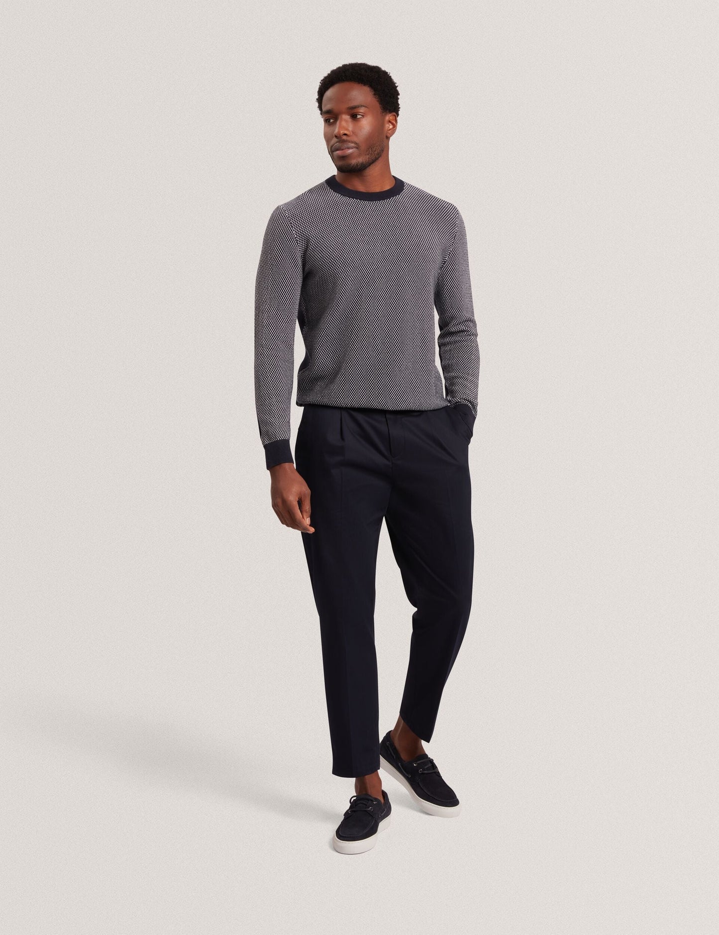 Ted Baker NEOPOTI Contrast Stitch Knit Cotton Polo Shirt NAVY