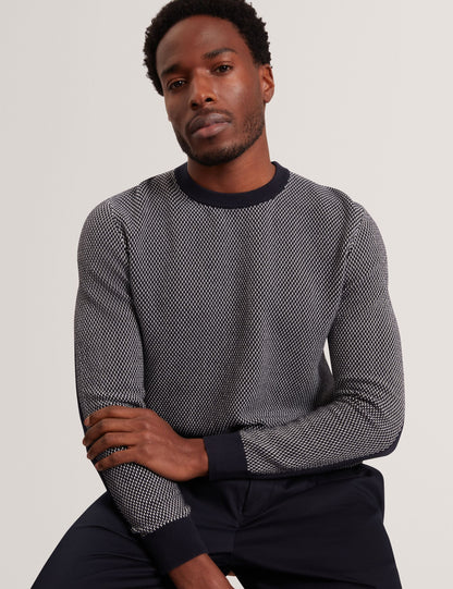Ted Baker NEOPOTI Contrast Stitch Knit Cotton Polo Shirt NAVY