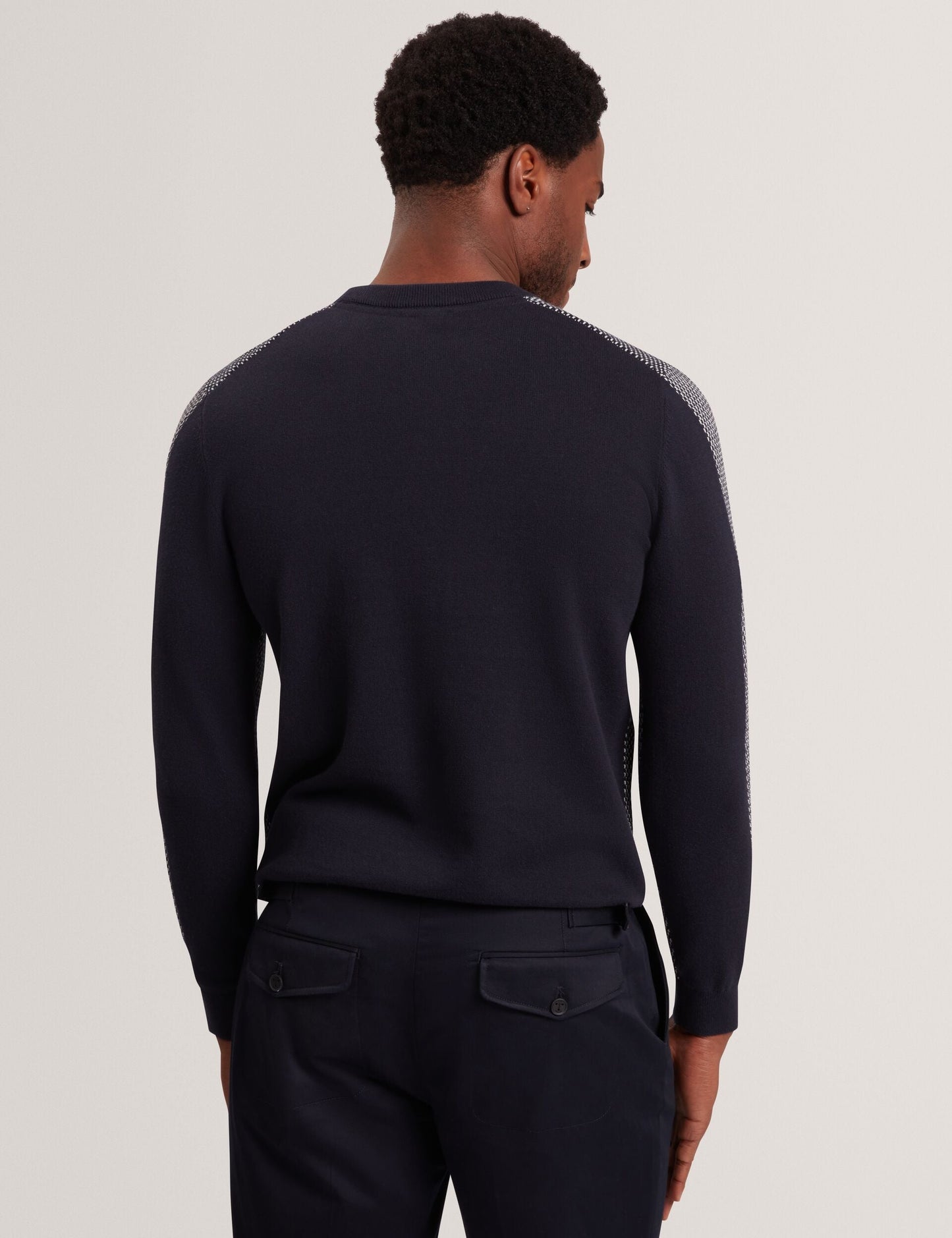Ted Baker NEOPOTI Contrast Stitch Knit Cotton Polo Shirt NAVY