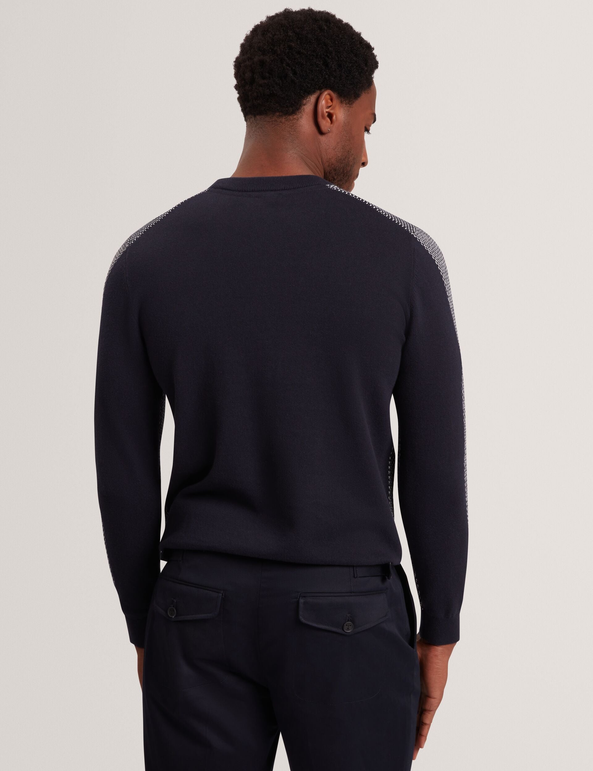 Ted Baker NEOPOTI Contrast Stitch Knit Cotton Polo Shirt NAVY