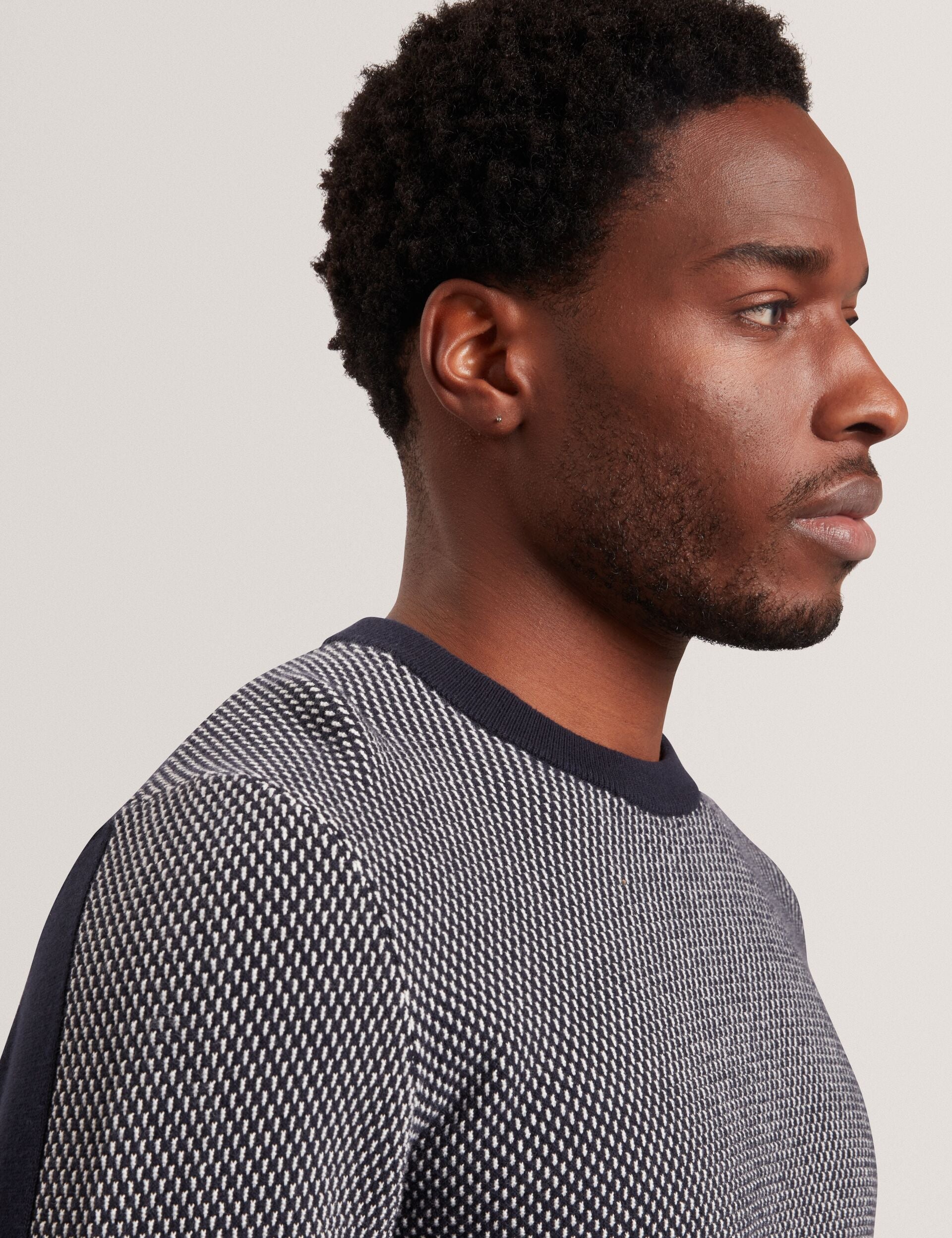 Ted Baker NEOPOTI Contrast Stitch Knit Cotton Polo Shirt NAVY
