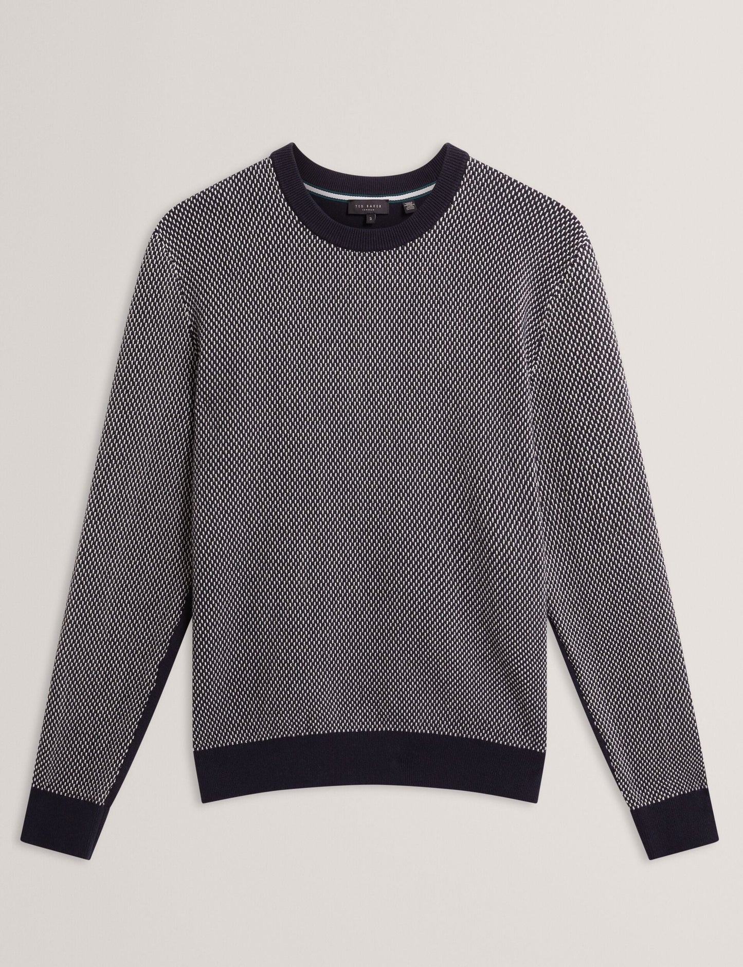 Ted Baker NEOPOTI Contrast Stitch Knit Cotton Polo Shirt NAVY