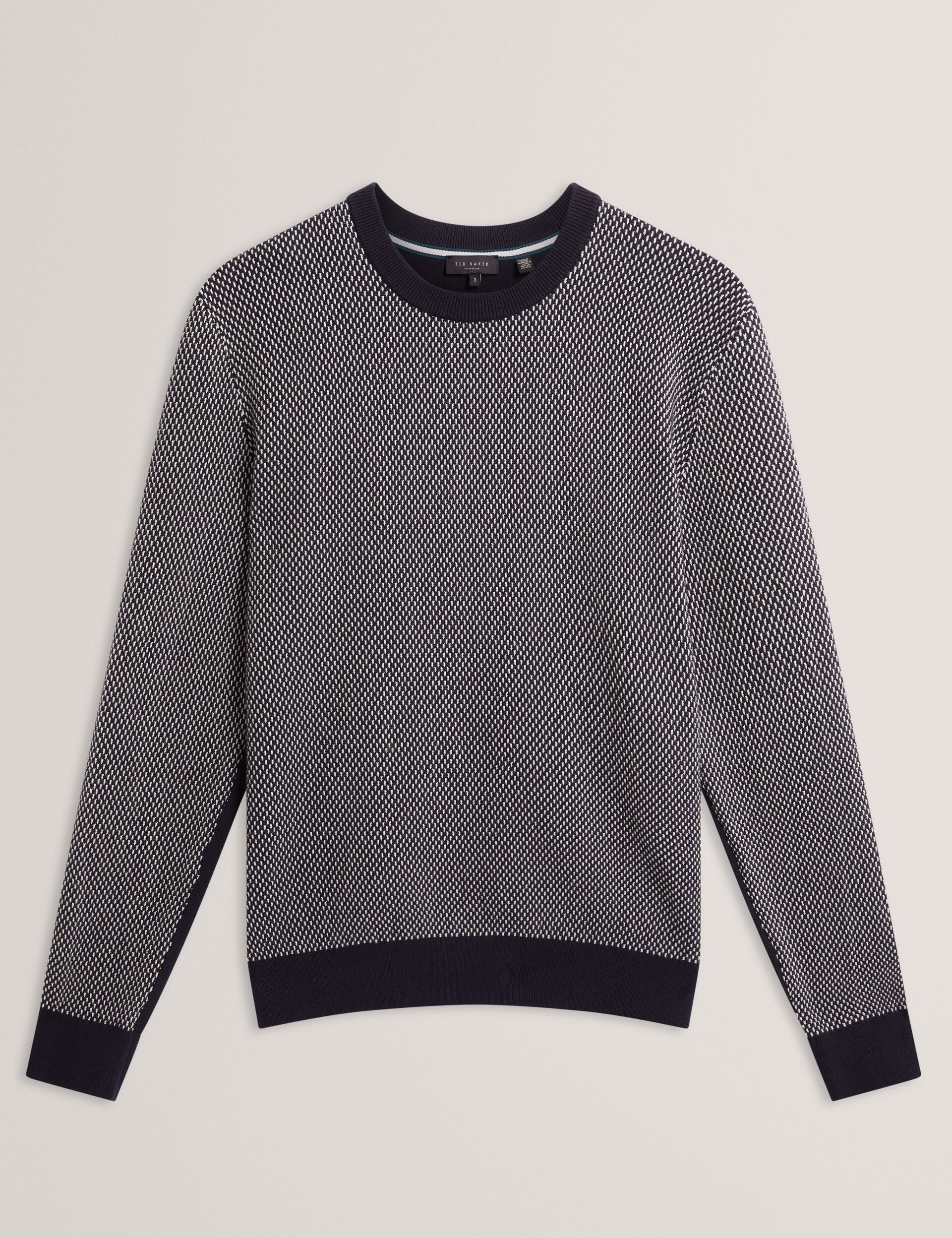 Ted Baker NEOPOTI Contrast Stitch Knit Cotton Polo Shirt NAVY