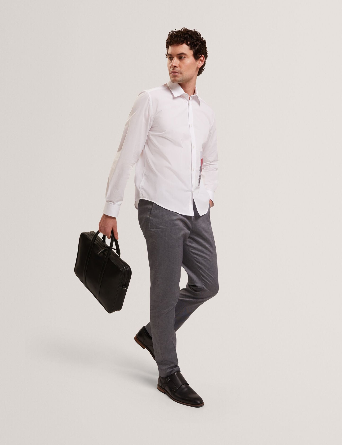 Ted Baker SABATON Slim Fit Stretch Cotton Twill Smart Pants NAVY