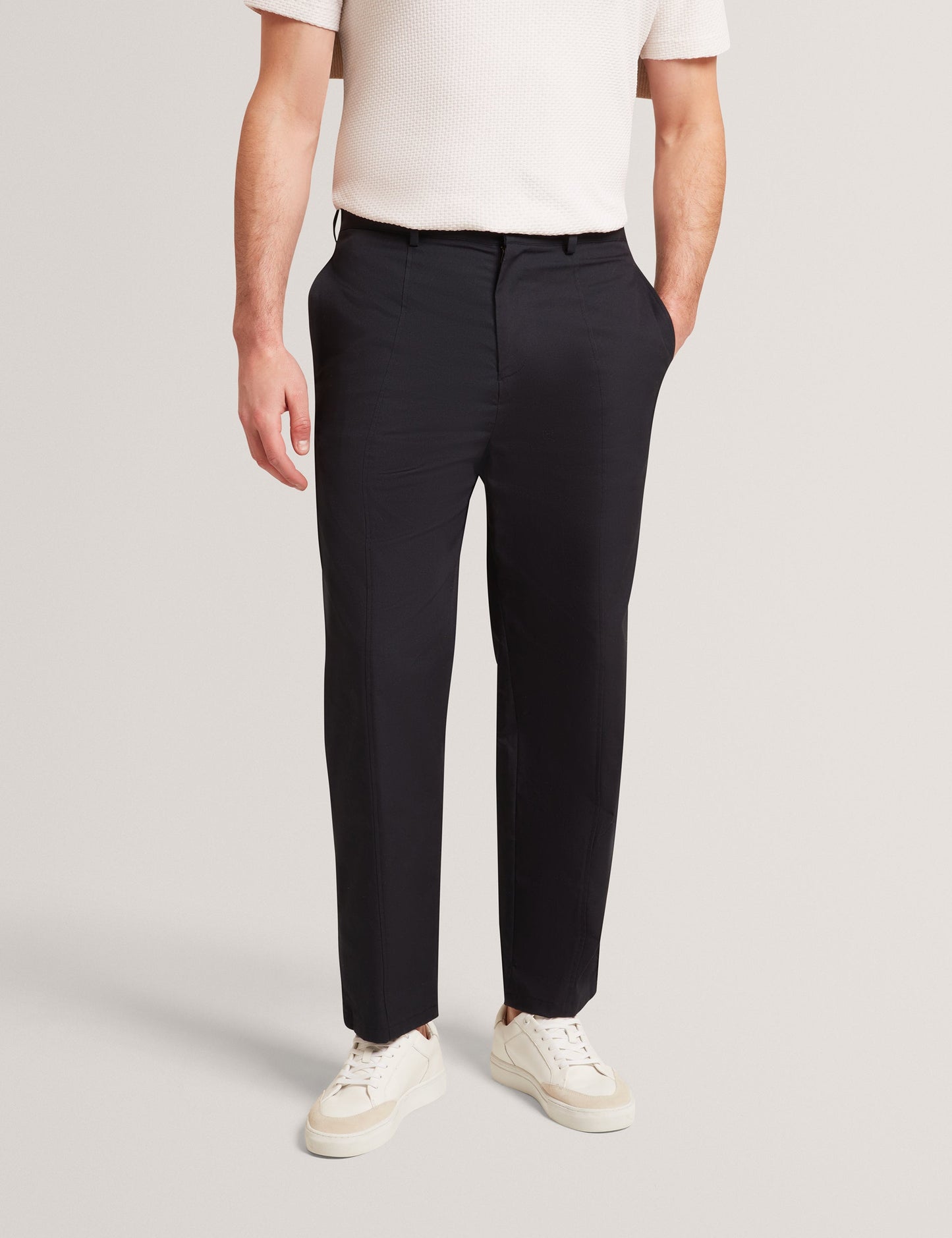 Ted Baker TEDDOT Tapered Leg Cotton Stretch Twill Pants BLACK