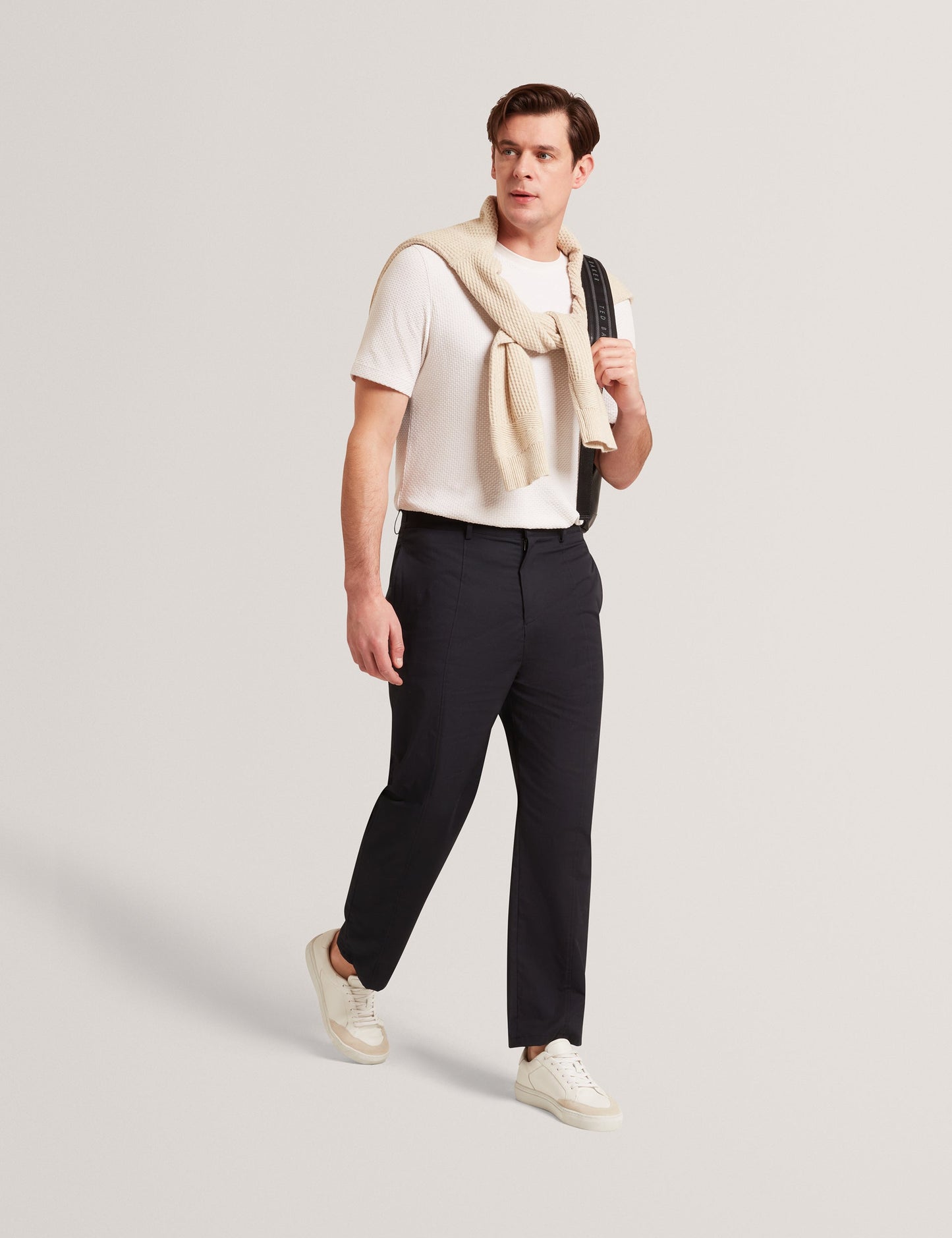 Ted Baker TEDDOT Tapered Leg Cotton Stretch Twill Pants BLACK