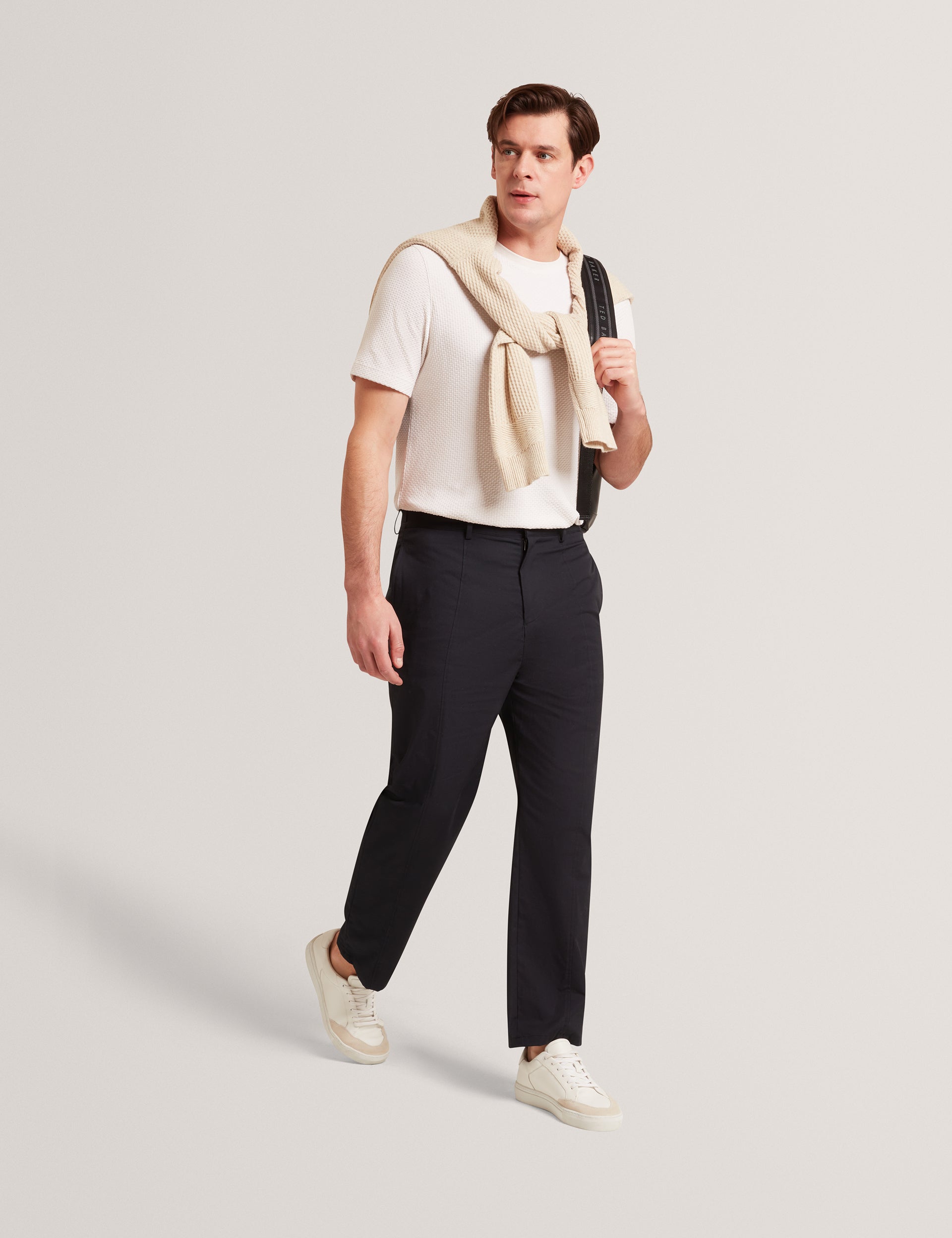 Ted Baker TEDDOT Tapered Leg Cotton Stretch Twill Pants BLACK