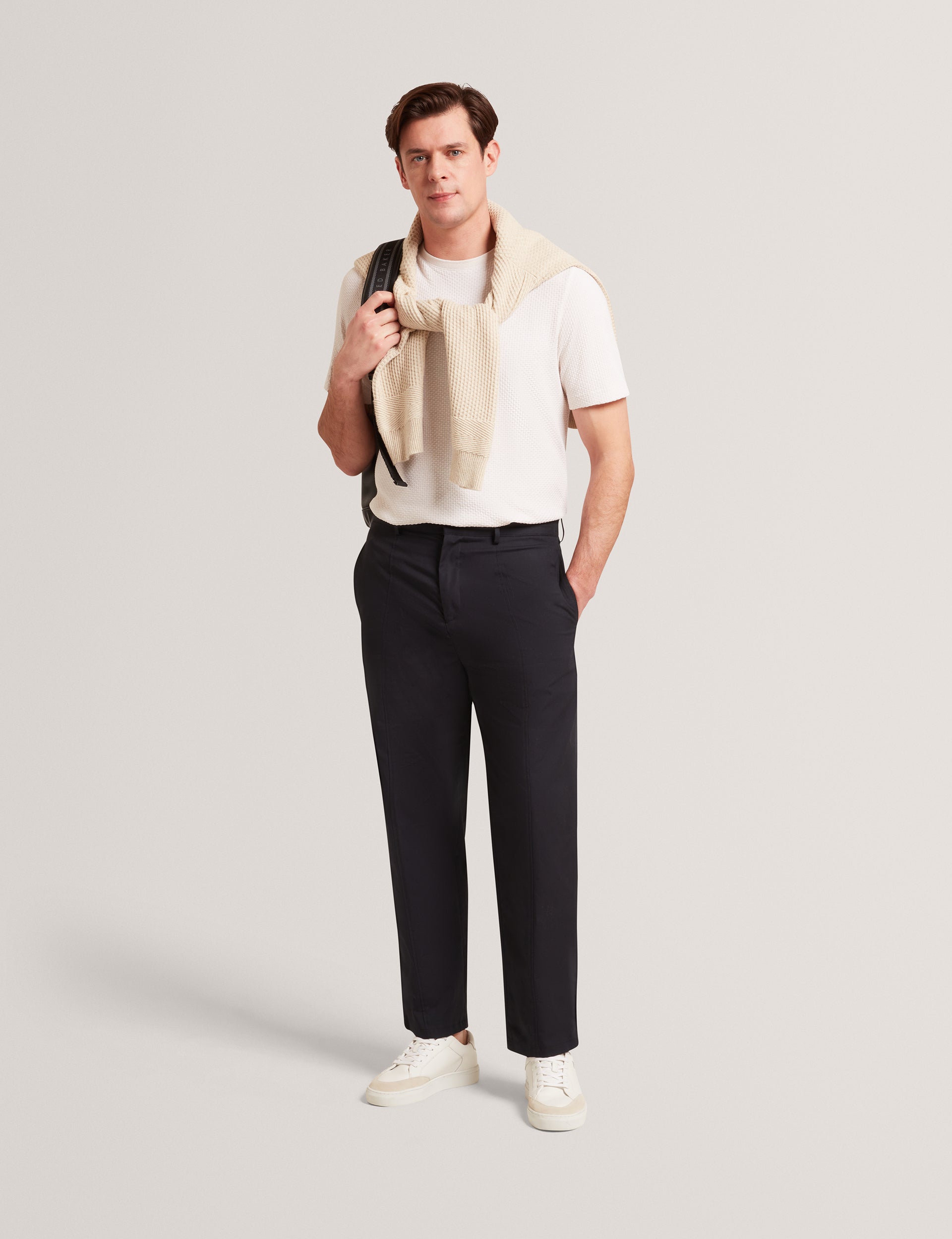 Ted Baker TEDDOT Tapered Leg Cotton Stretch Twill Pants BLACK