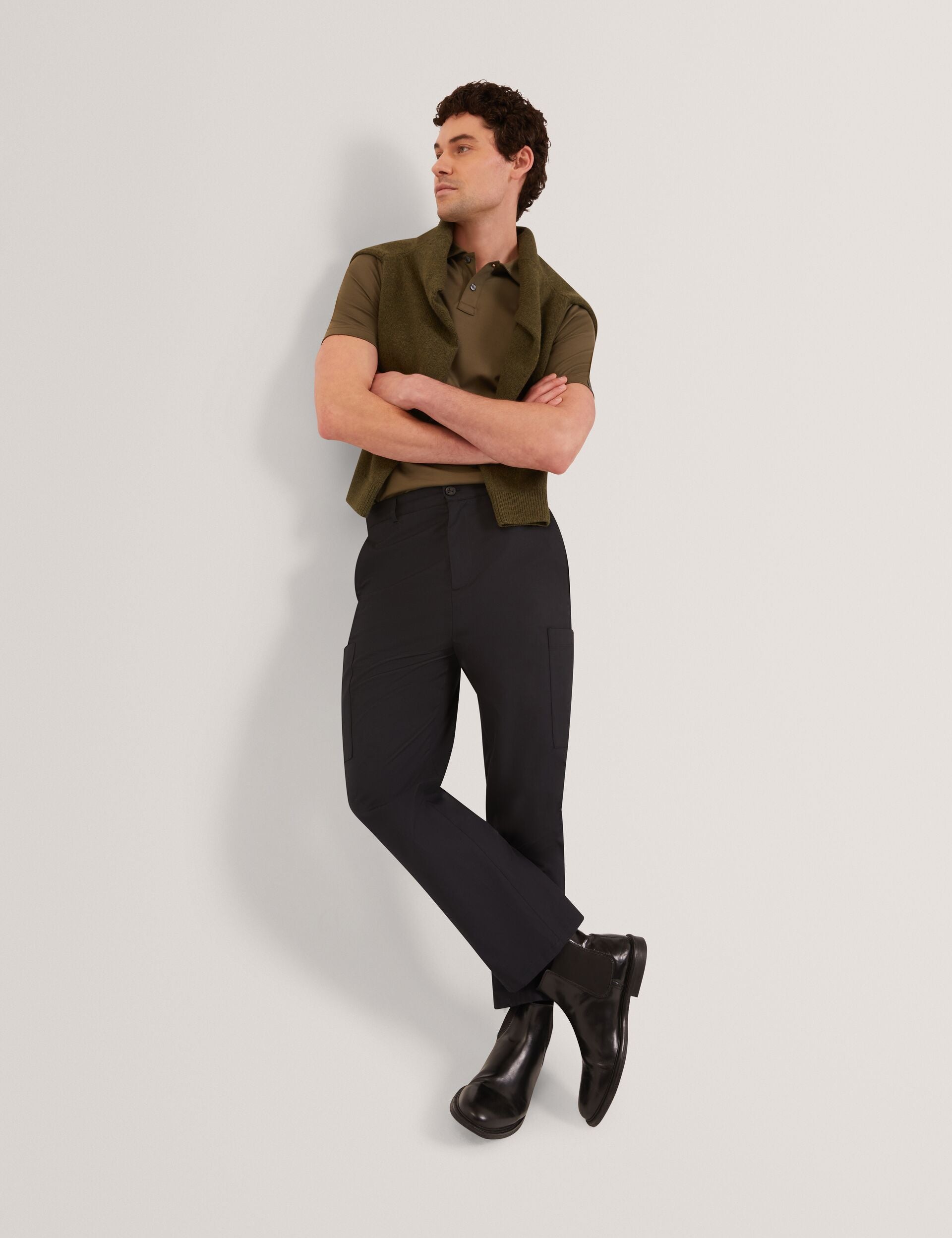 Ted Baker PORTYAL Tapered Stretch Cotton Cargo Pants BLACK