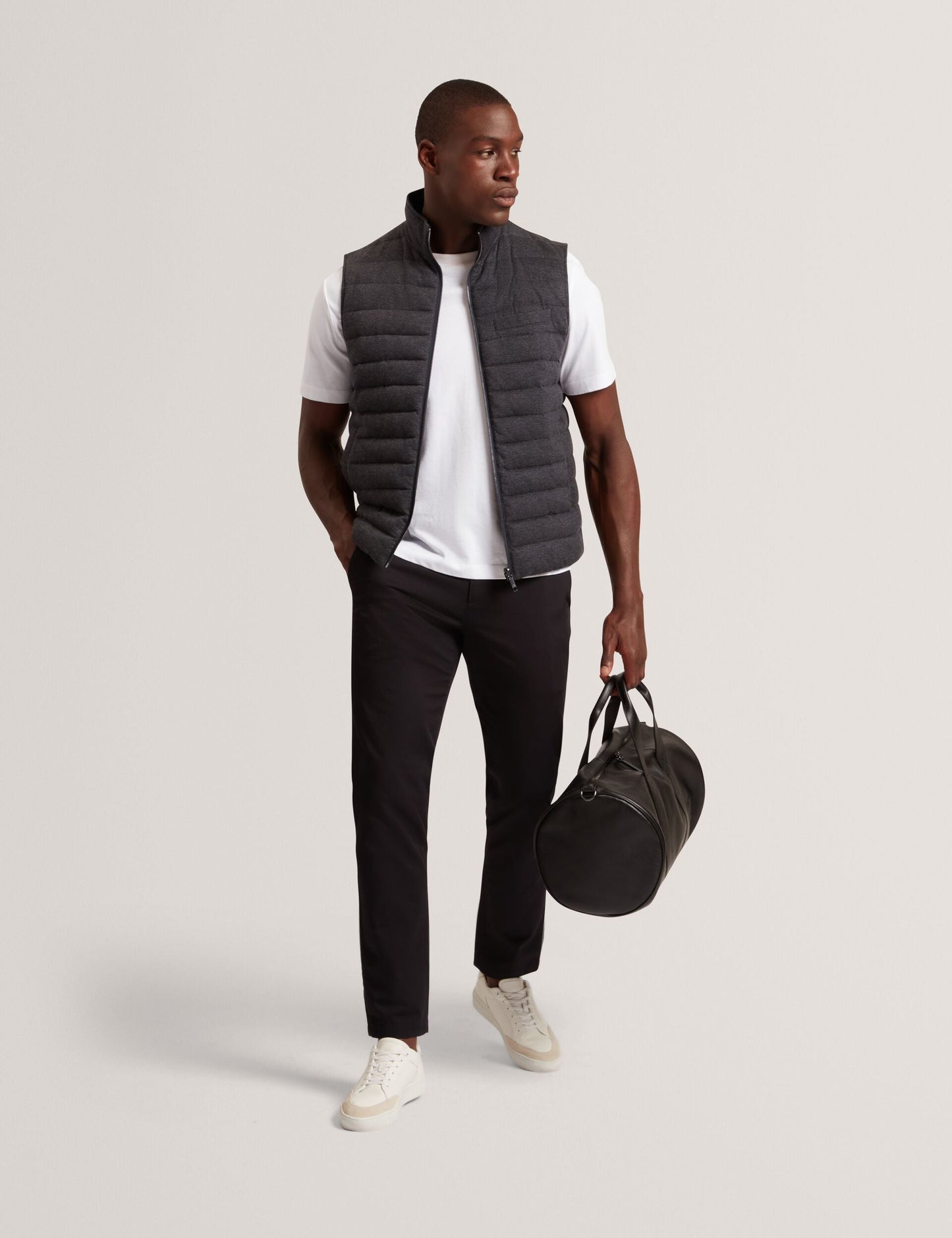 Ted Baker DOPPEL Reversible Fine Knit Quilted Gilet CHARCOAL