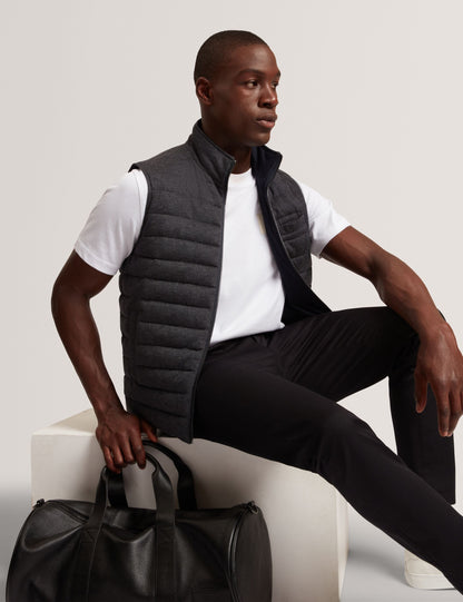 Ted Baker DOPPEL Reversible Fine Knit Quilted Gilet CHARCOAL