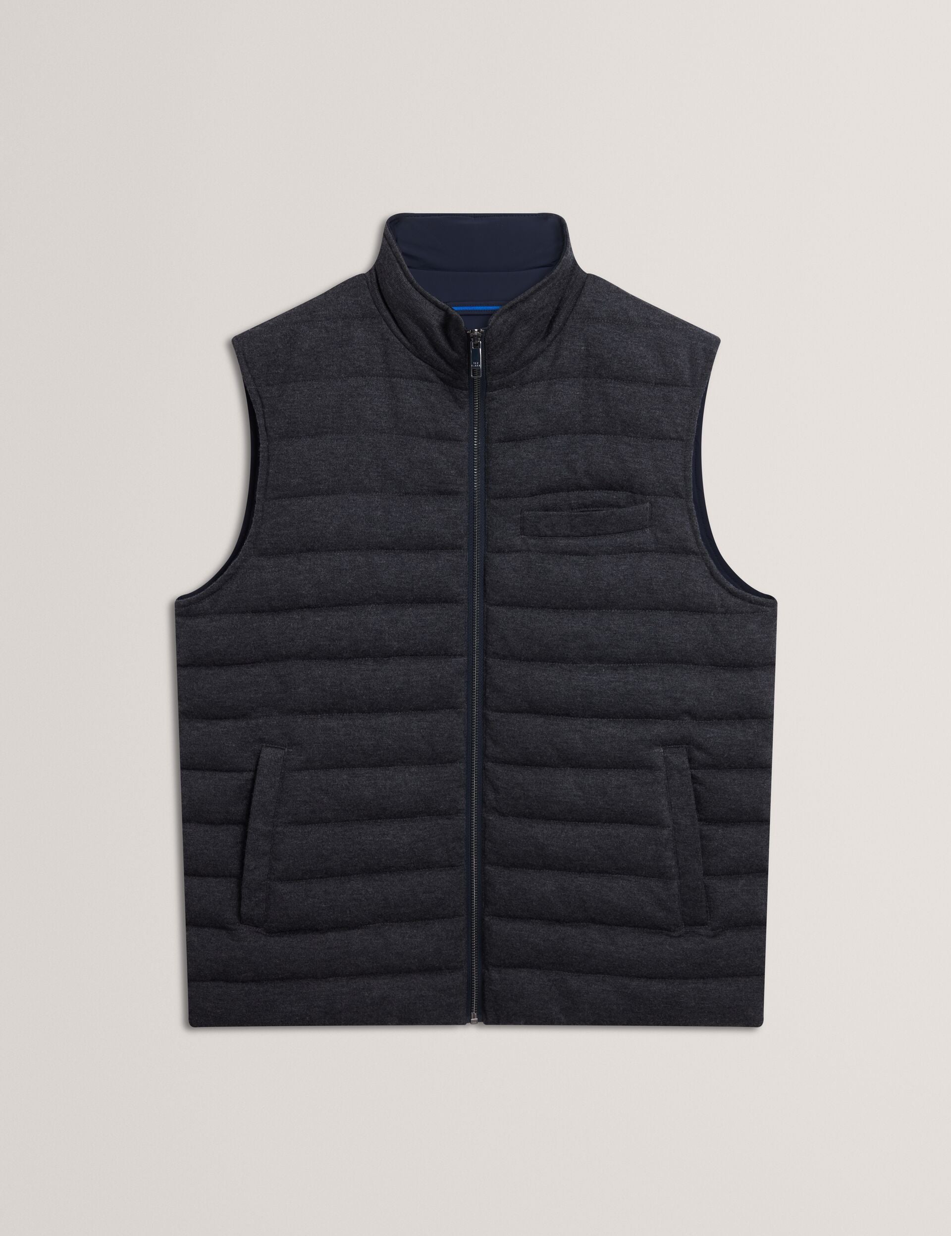 Ted Baker DOPPEL Reversible Fine Knit Quilted Gilet CHARCOAL