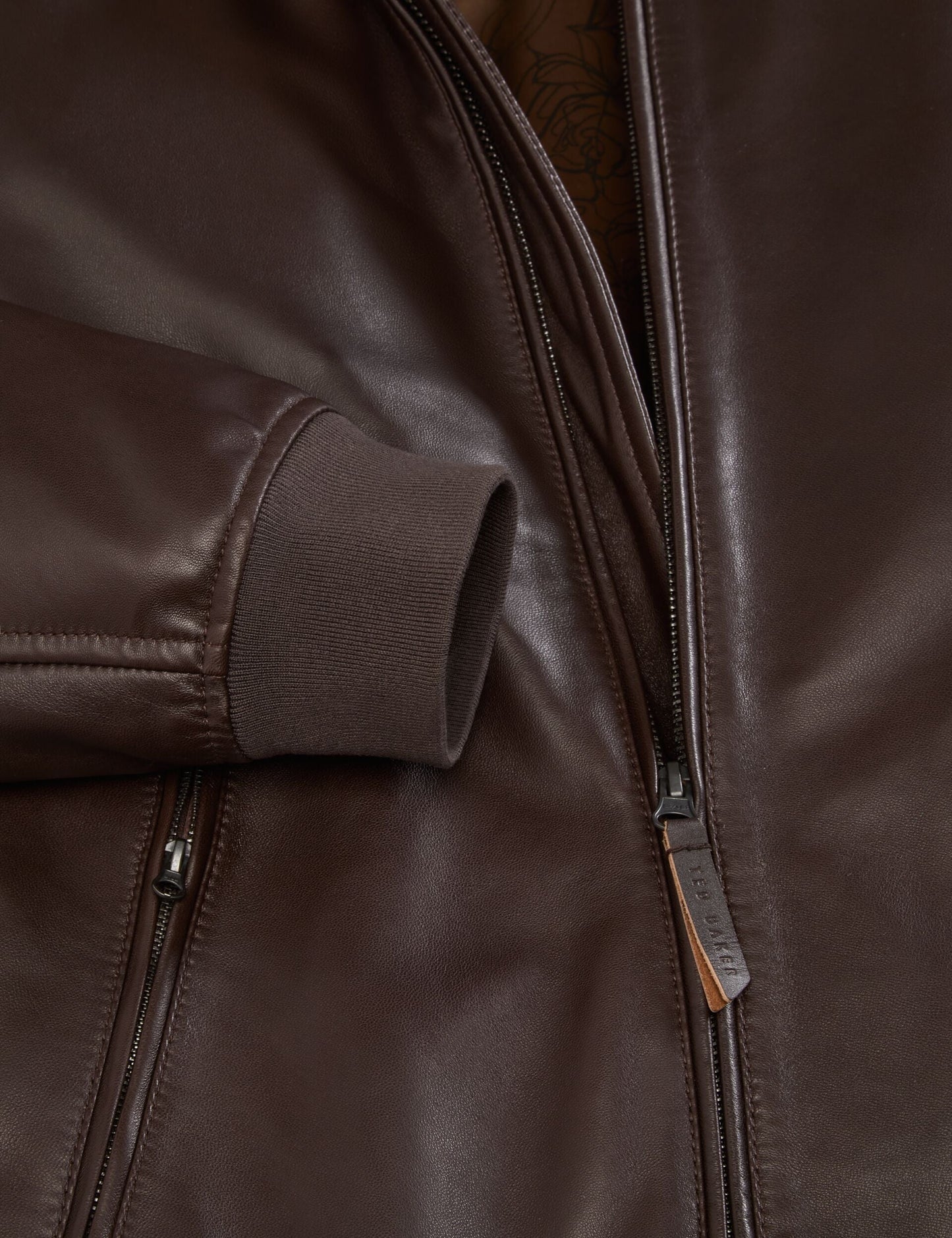 Ted Baker WAGGONER - Leather Bomber Jacket CHOCOLATE