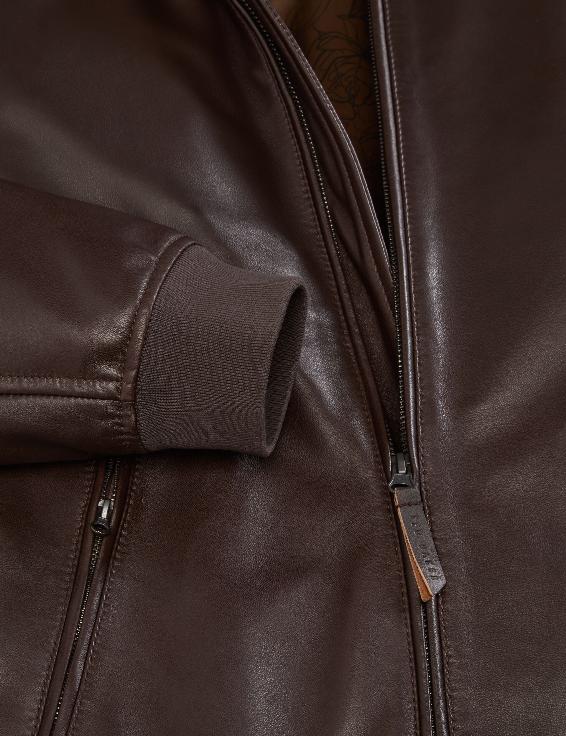Ted Baker WAGGONER - Leather Bomber Jacket CHOCOLATE