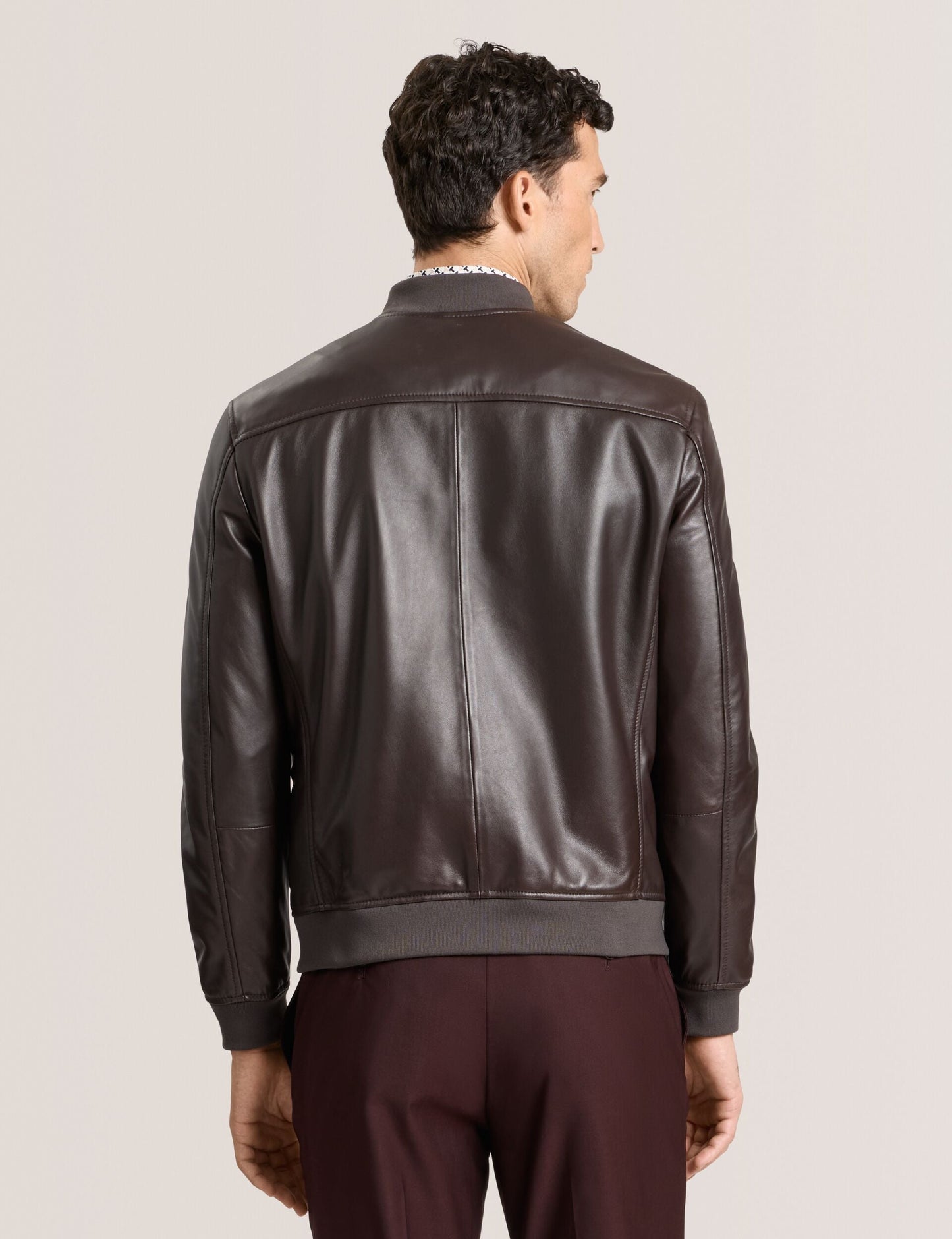 Ted Baker WAGGONER - Leather Bomber Jacket CHOCOLATE