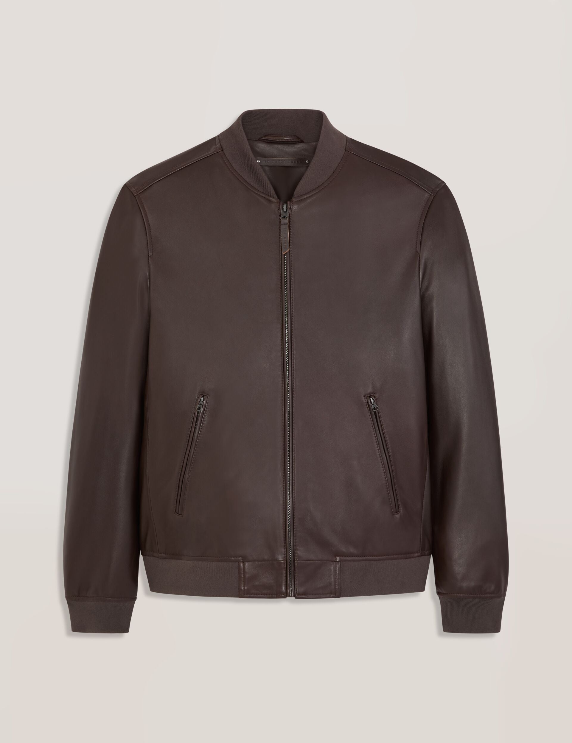 Ted Baker WAGGONER - Leather Bomber Jacket CHOCOLATE