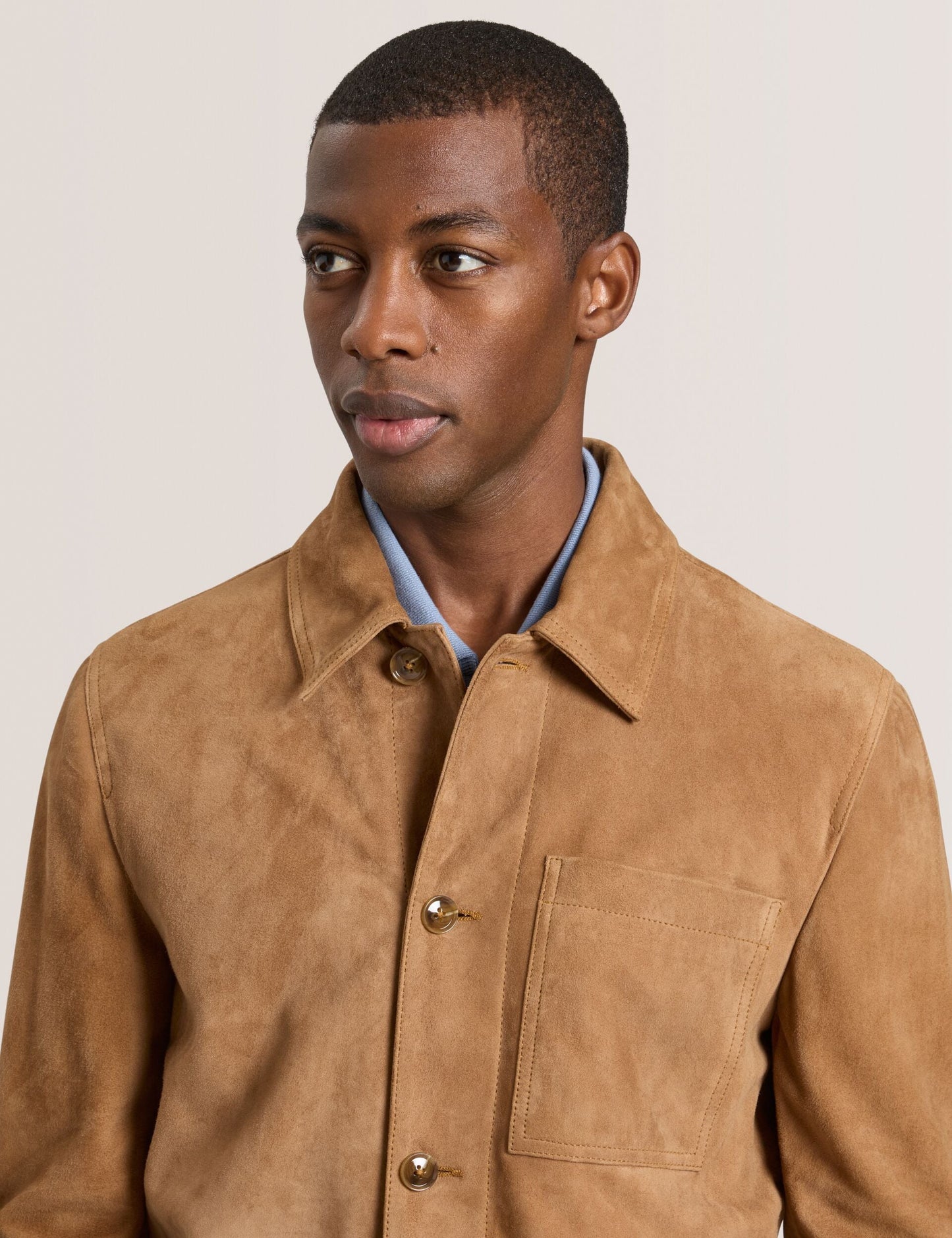 Ted Baker WALLY - Suede 3-Pocket Button Front Jacket CARAMEL