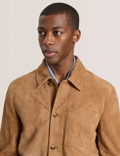 Ted Baker WALLY - Suede 3-Pocket Button Front Jacket CARAMEL
