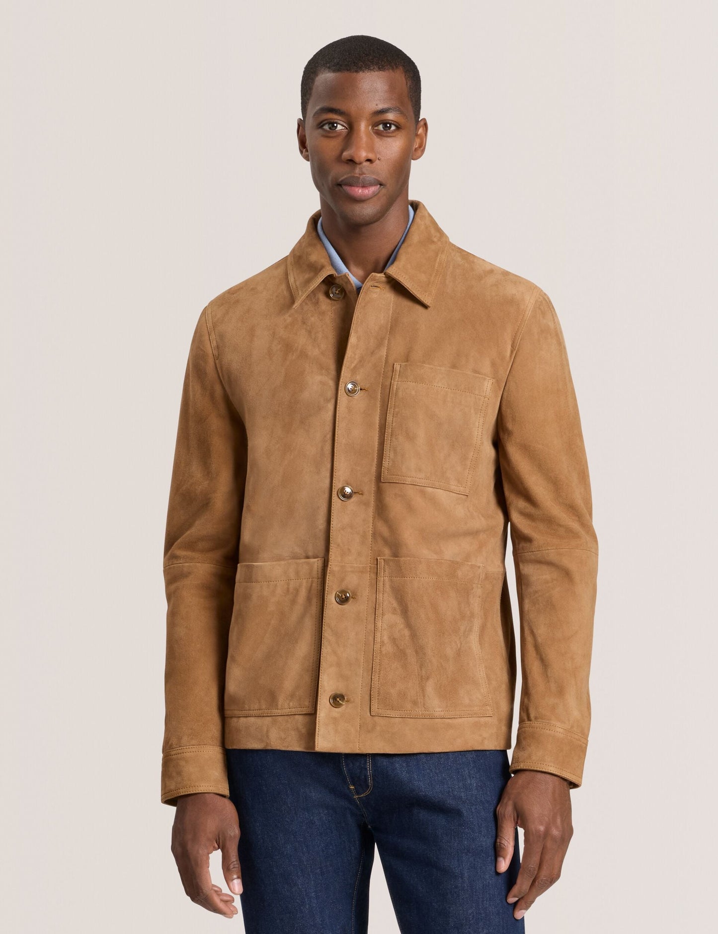 Ted Baker WALLY - Suede 3-Pocket Button Front Jacket CARAMEL