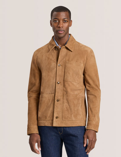 Ted Baker WALLY - Suede 3-Pocket Button Front Jacket CARAMEL
