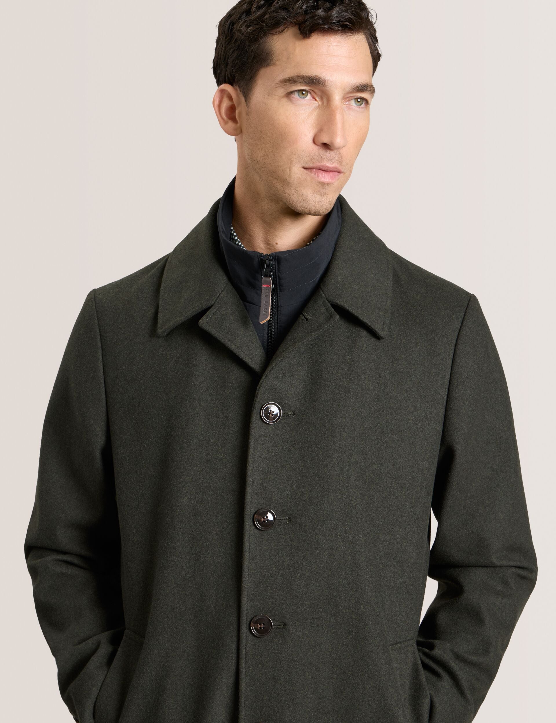 Ted Baker WIMBLEDON - Overcoat with Bib OLIVE