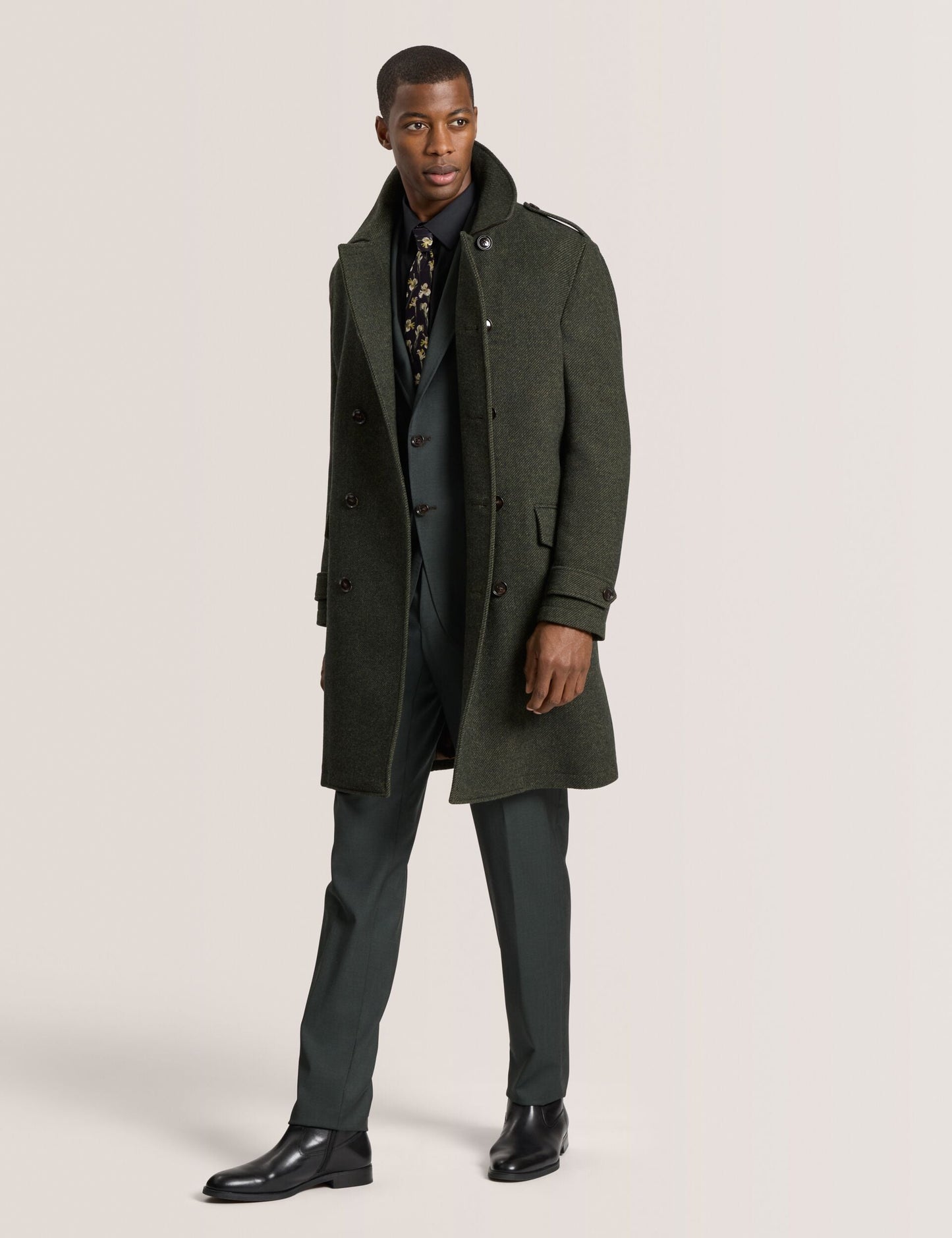 Ted Baker WINDYHILL - Twill Overcoat OLIVE