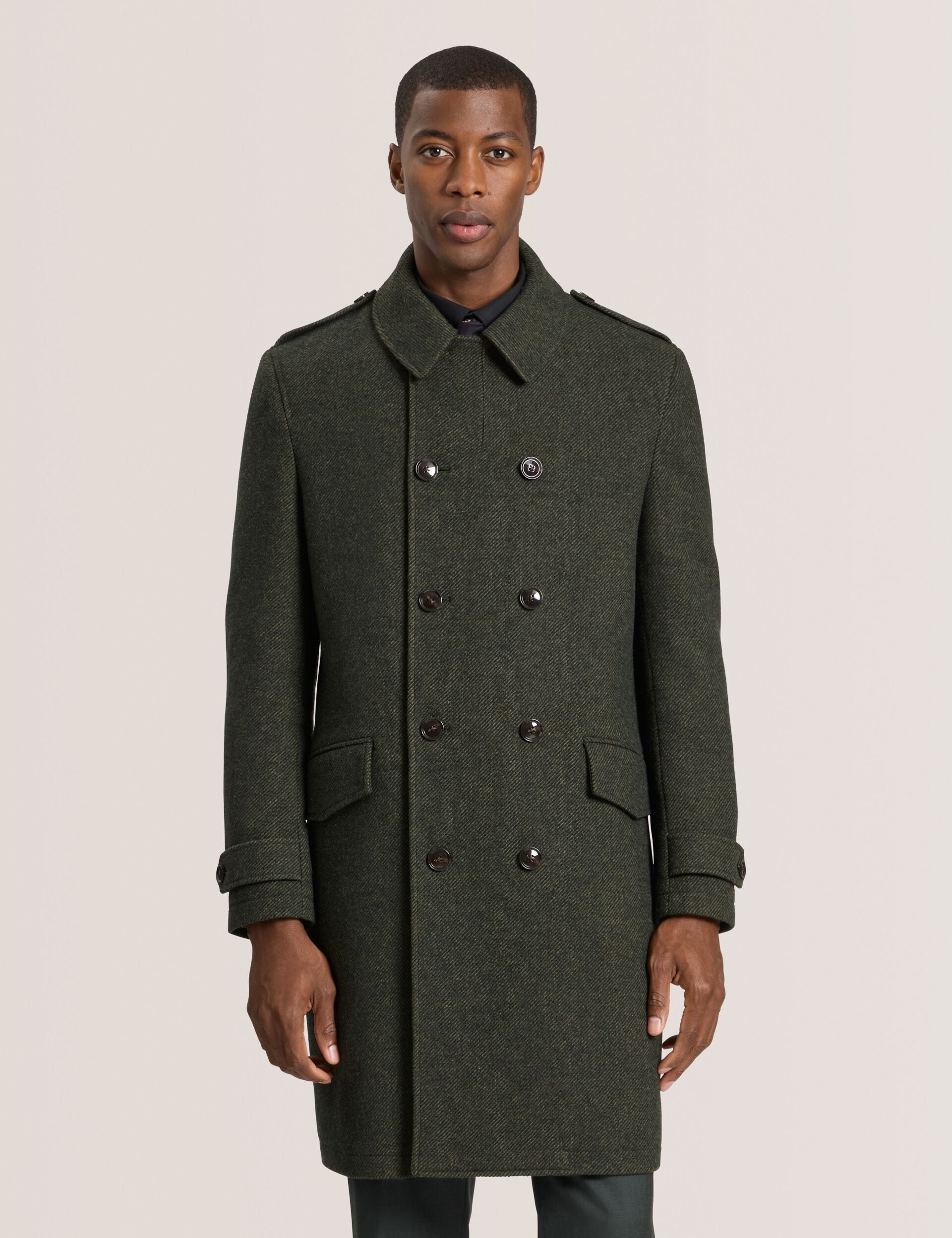 Ted Baker WINDYHILL - Twill Overcoat OLIVE