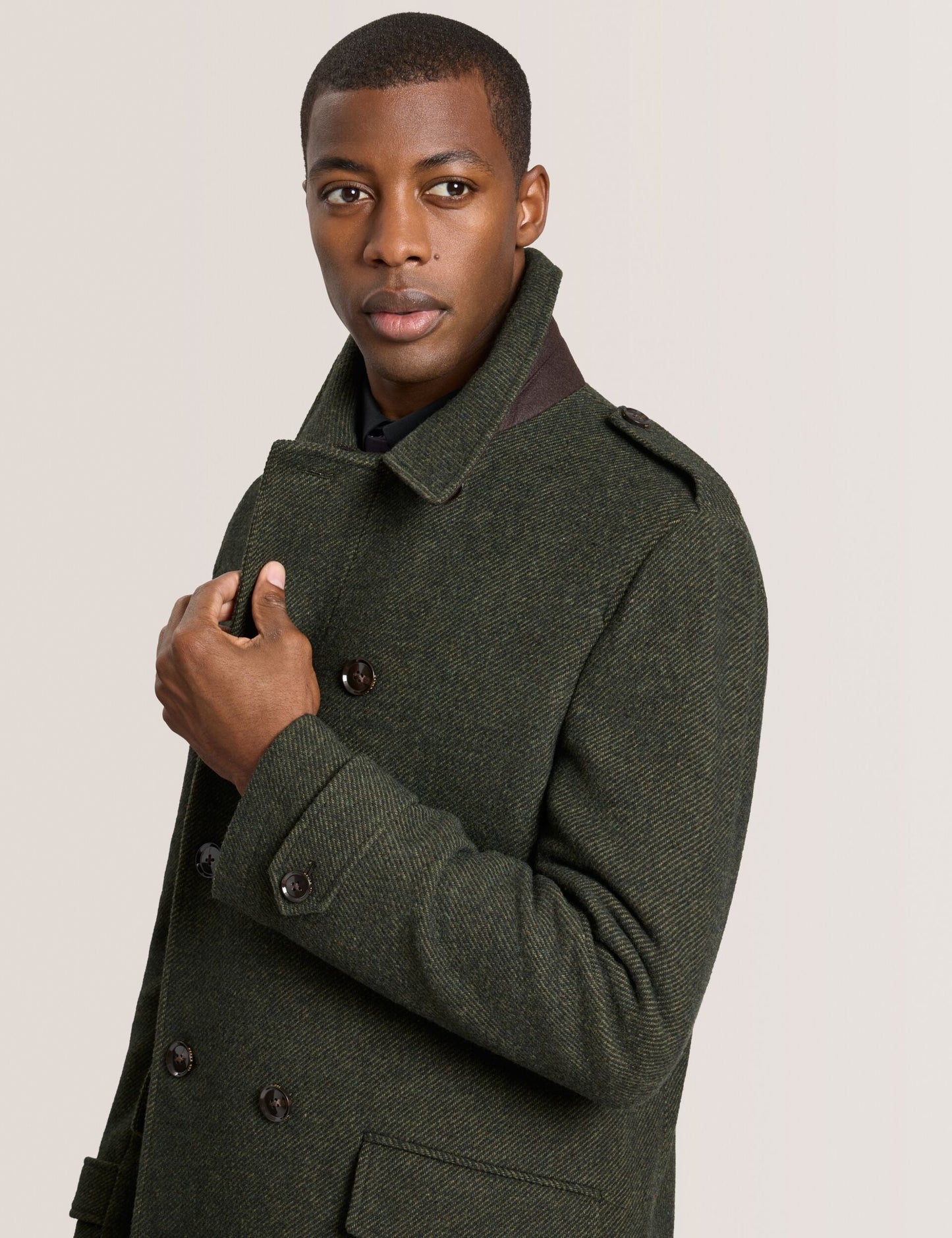 Ted Baker WINDYHILL - Twill Overcoat OLIVE