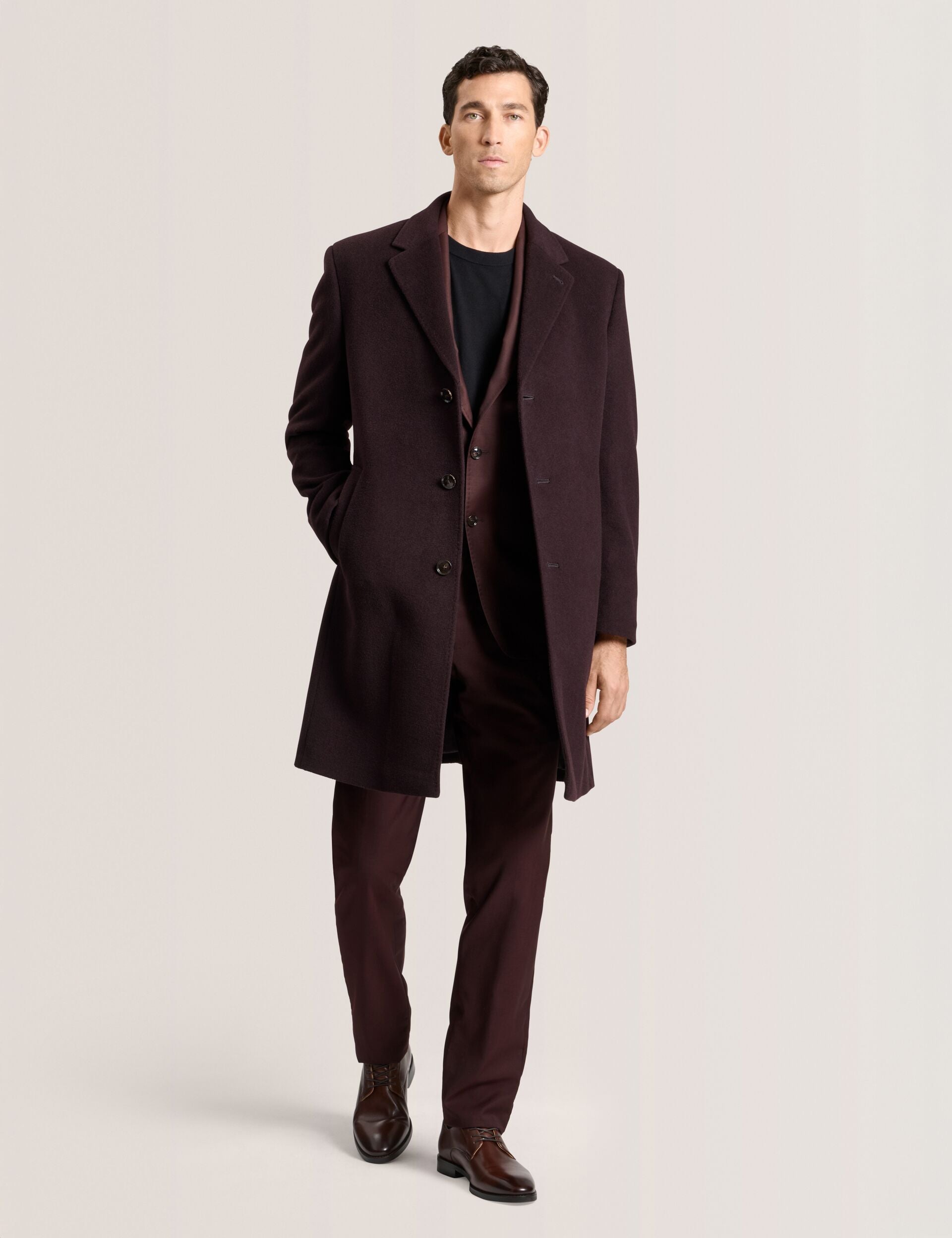 Ted Baker WYSTAN - Overcoat BURGUNDY