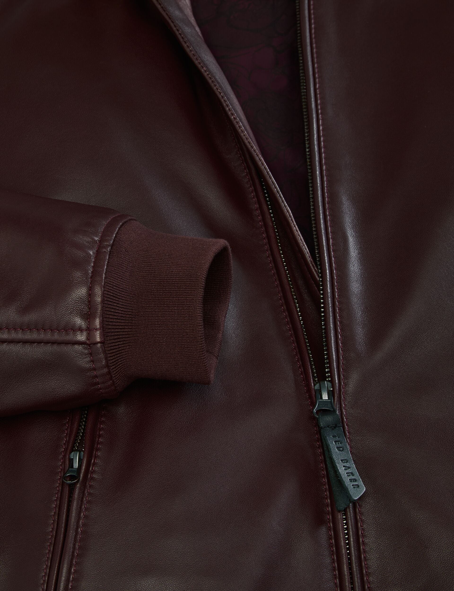 Ted Baker WAGGONER - Leather Bomber Jacket BURGUNDY
