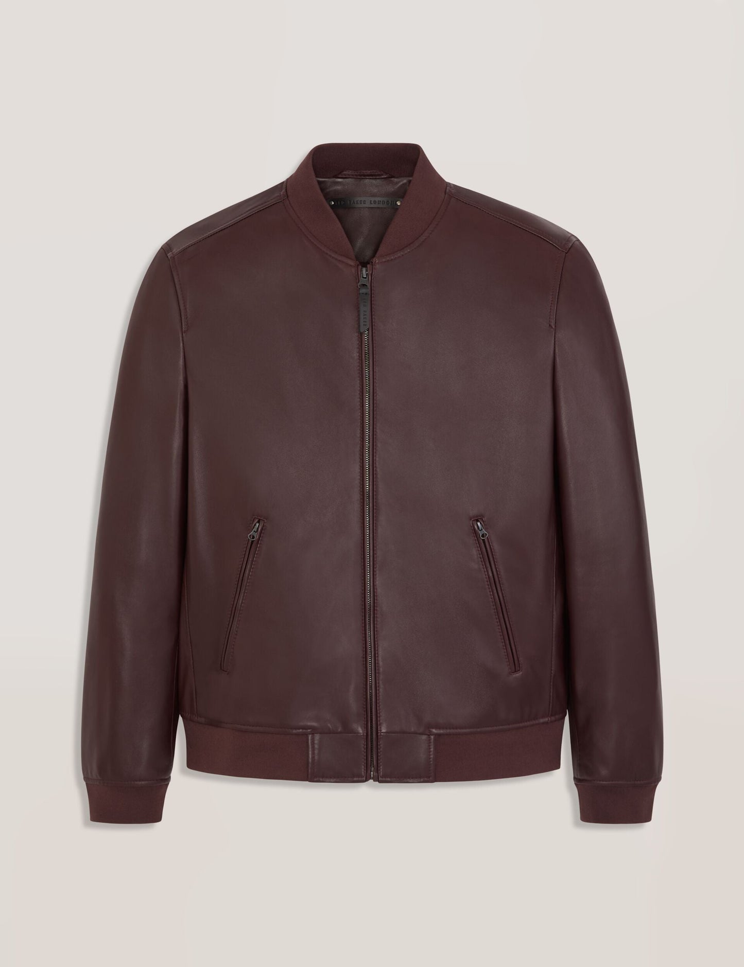 Ted Baker WAGGONER - Leather Bomber Jacket BURGUNDY