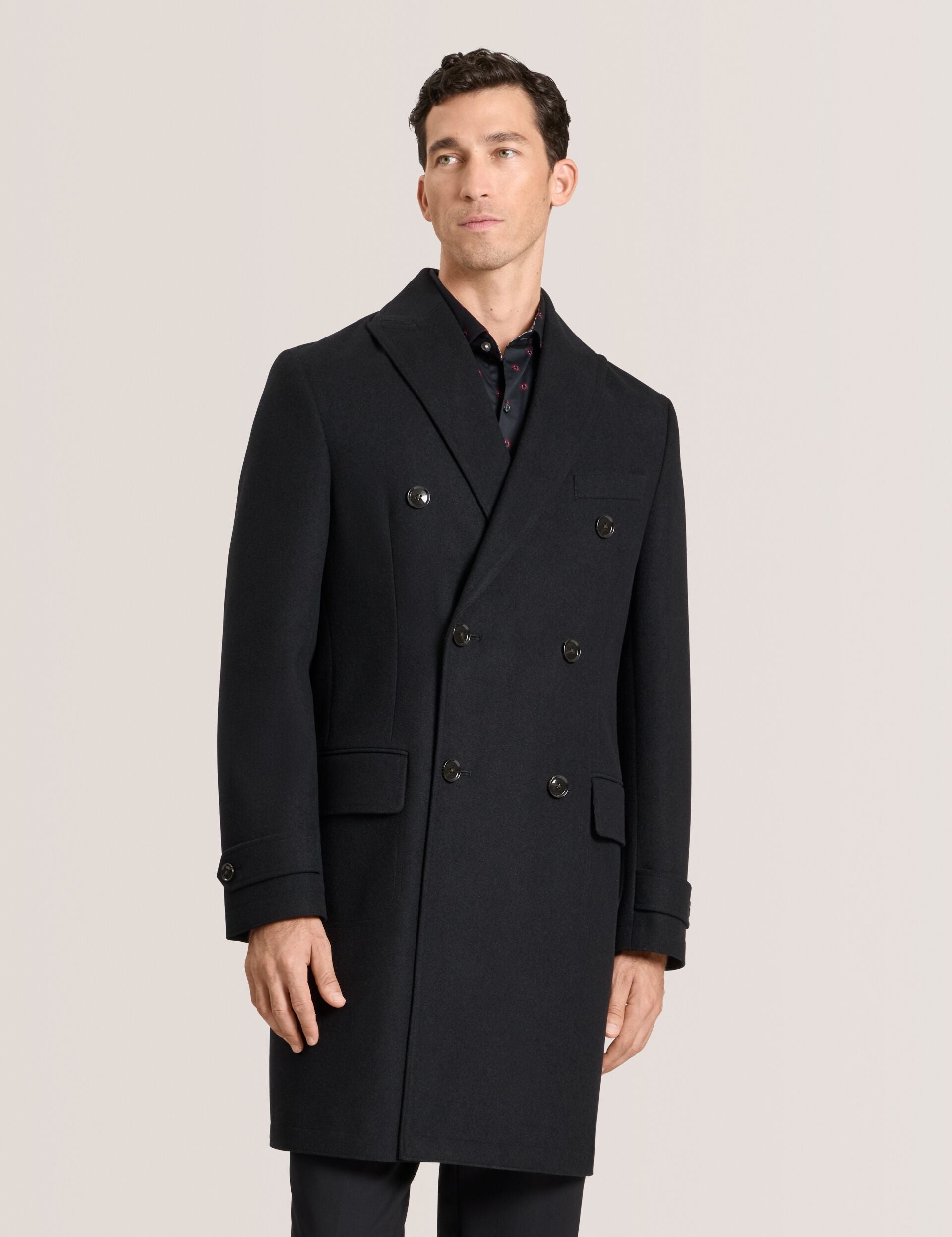 Ted Baker WINTHROP - Double Breasted Overcoat BLACK