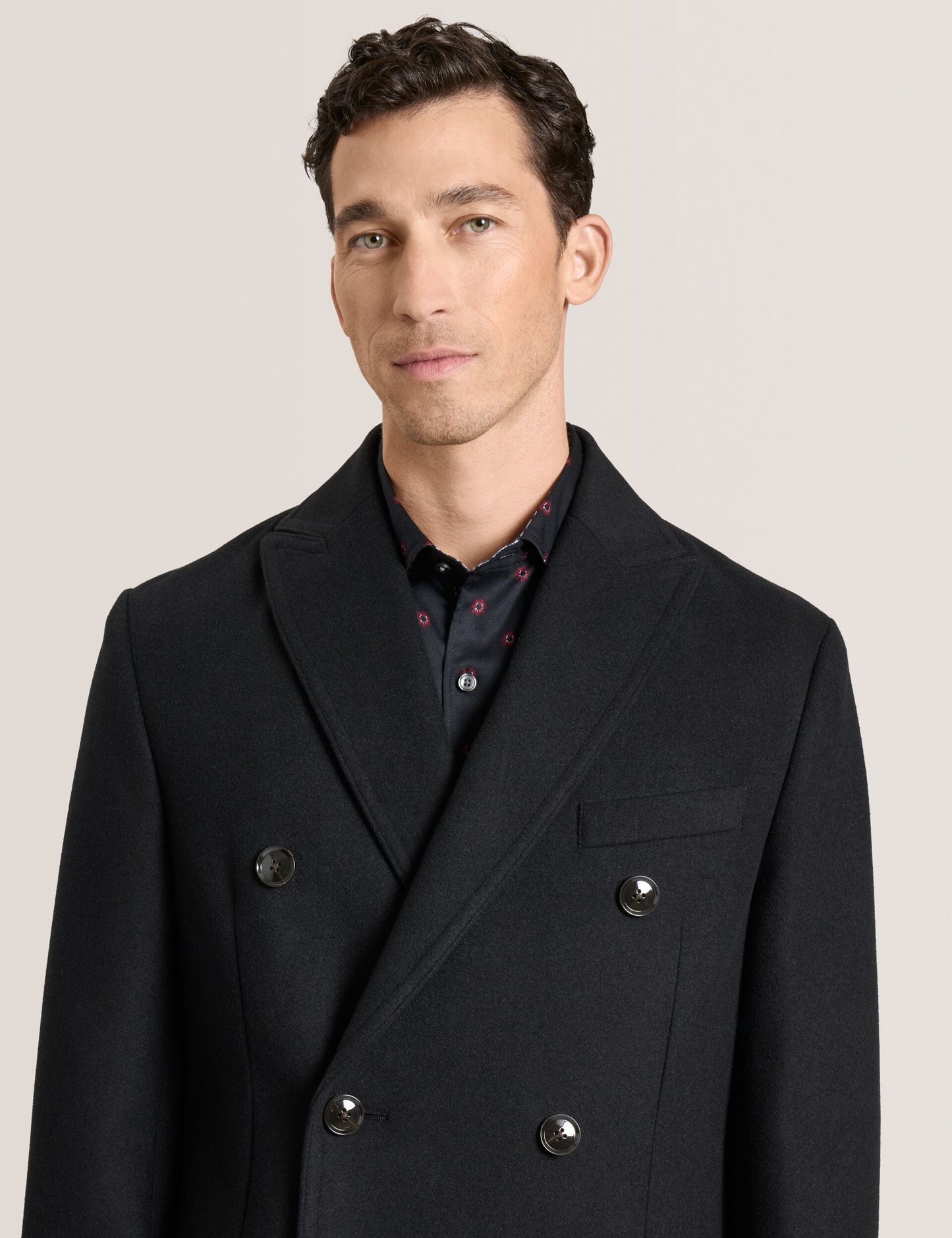 Ted Baker WINTHROP - Double Breasted Overcoat BLACK