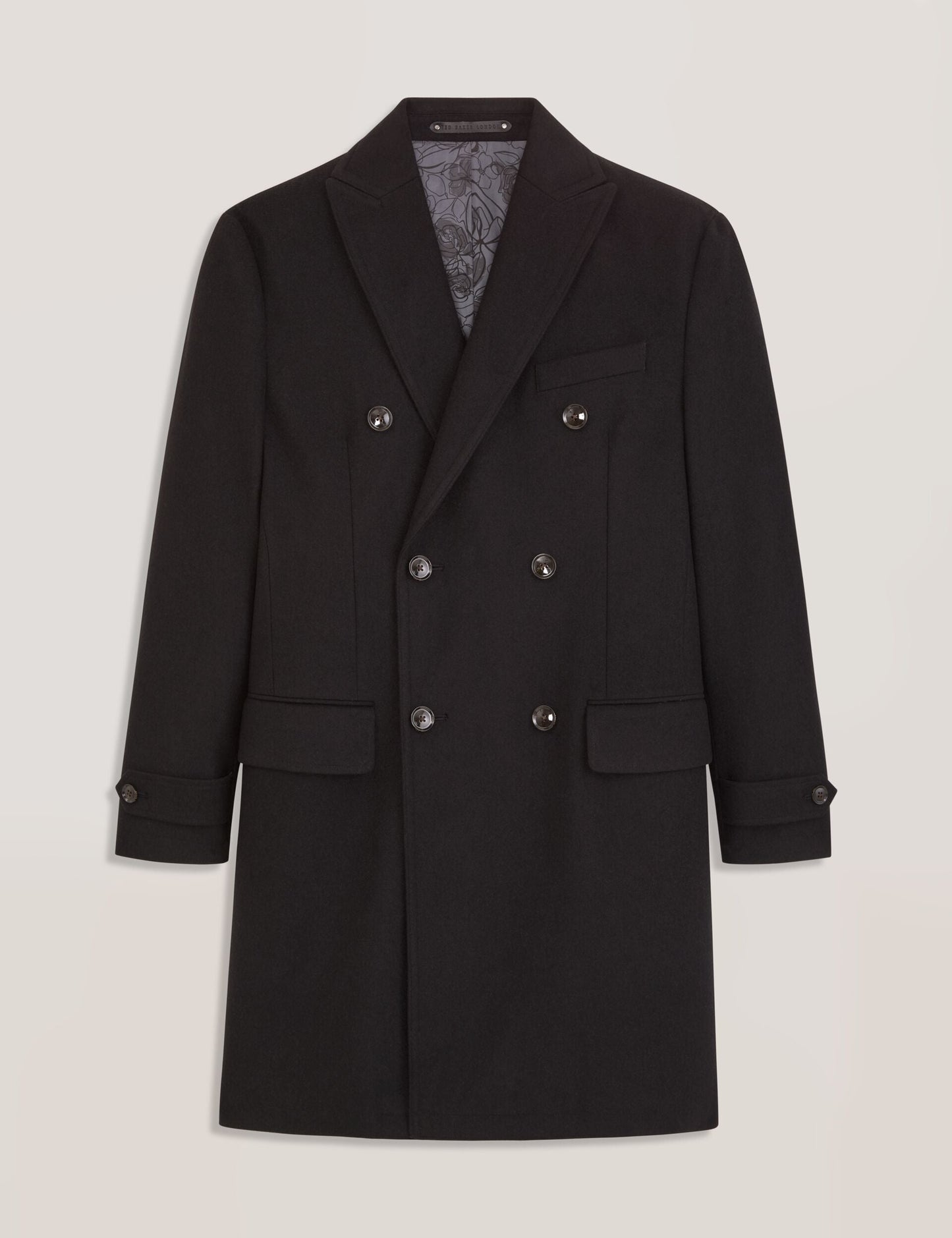 Ted Baker WINTHROP - Double Breasted Overcoat BLACK