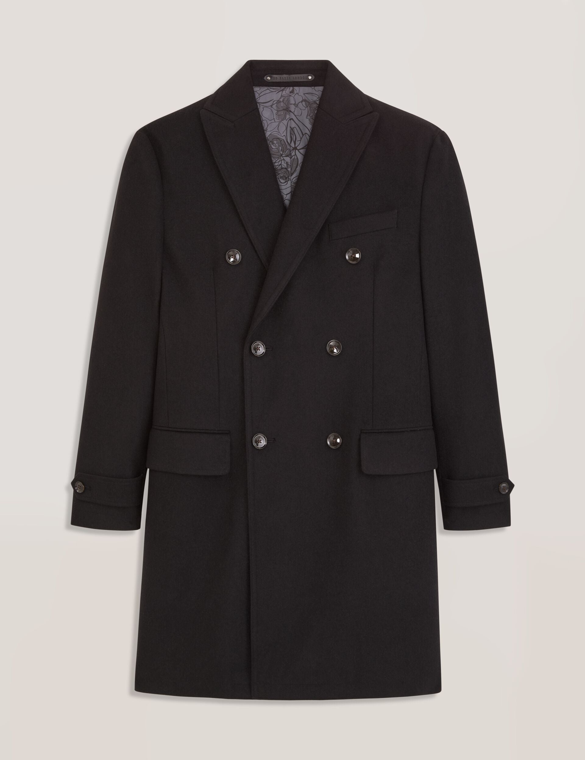 Ted Baker WINTHROP - Double Breasted Overcoat BLACK