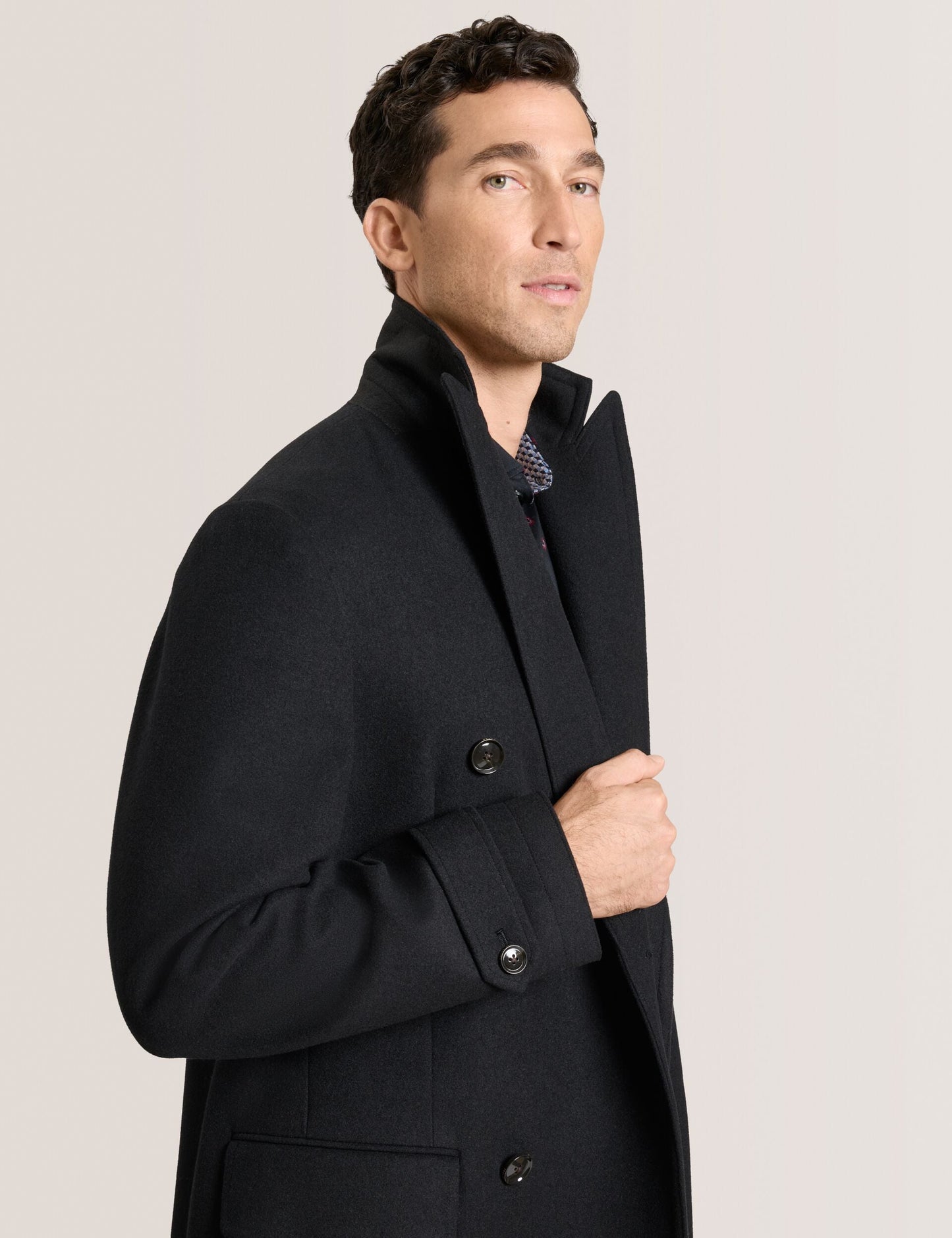 Ted Baker WINTHROP - Double Breasted Overcoat BLACK