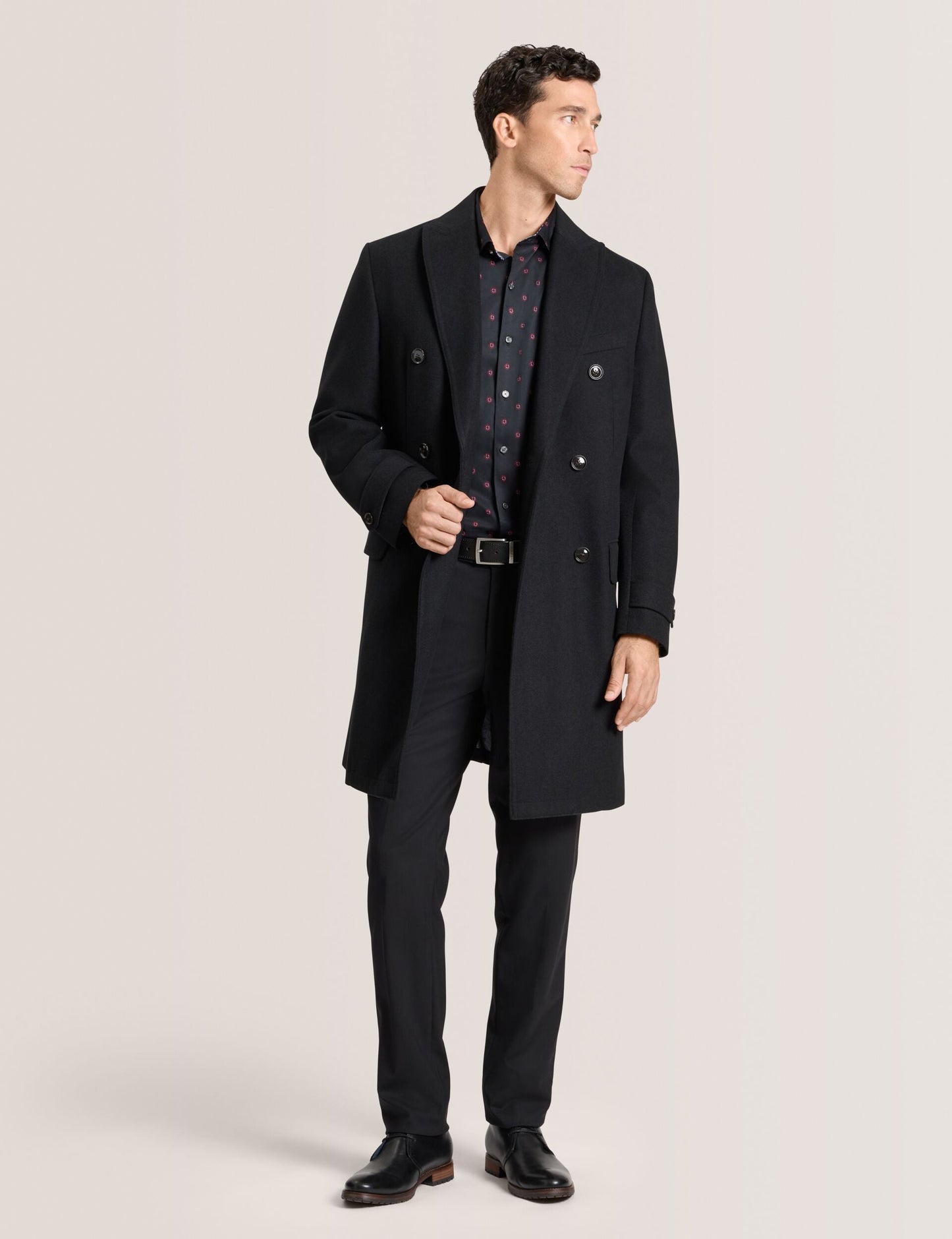 Ted Baker WINTHROP - Double Breasted Overcoat BLACK