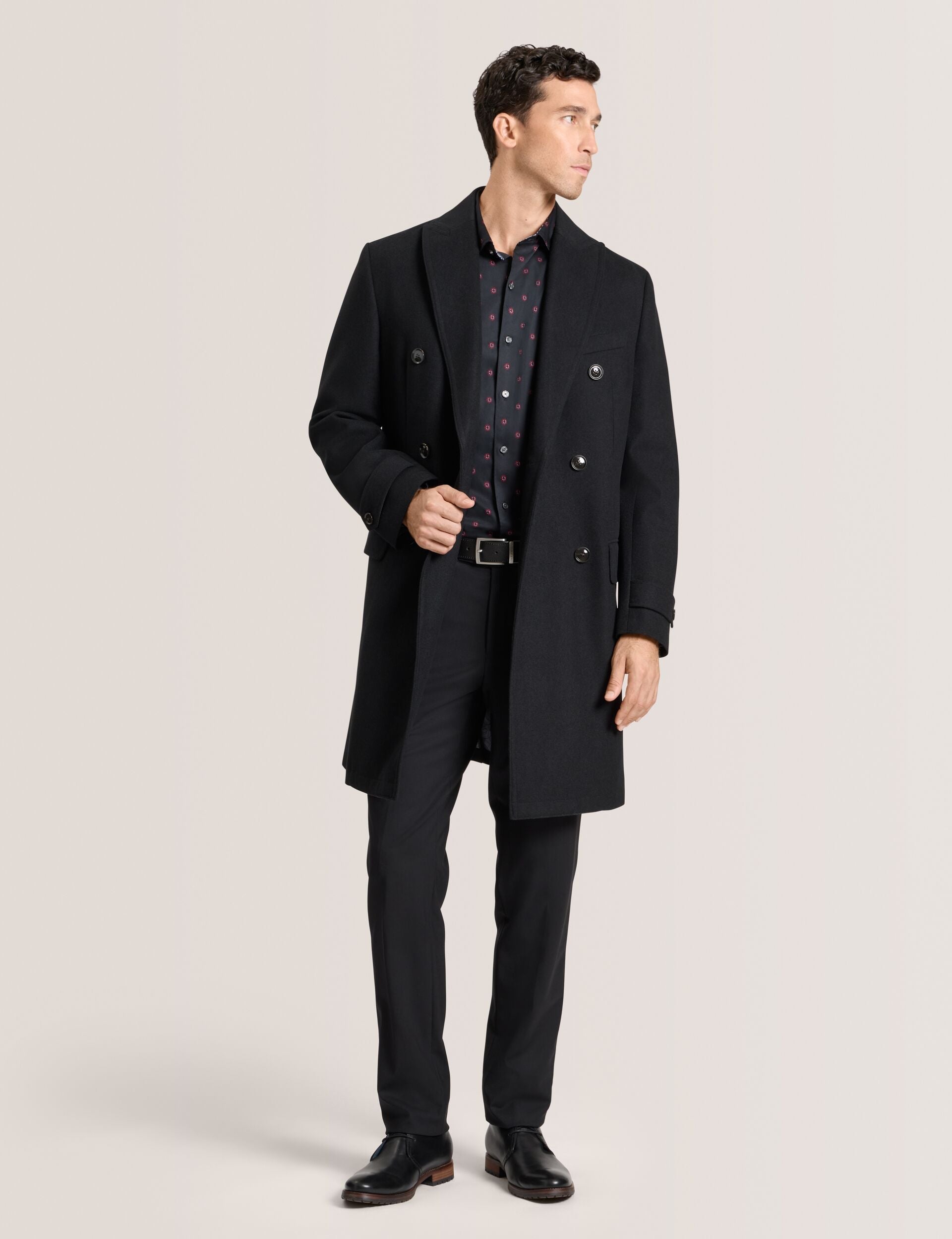 Ted Baker WINTHROP - Double Breasted Overcoat BLACK
