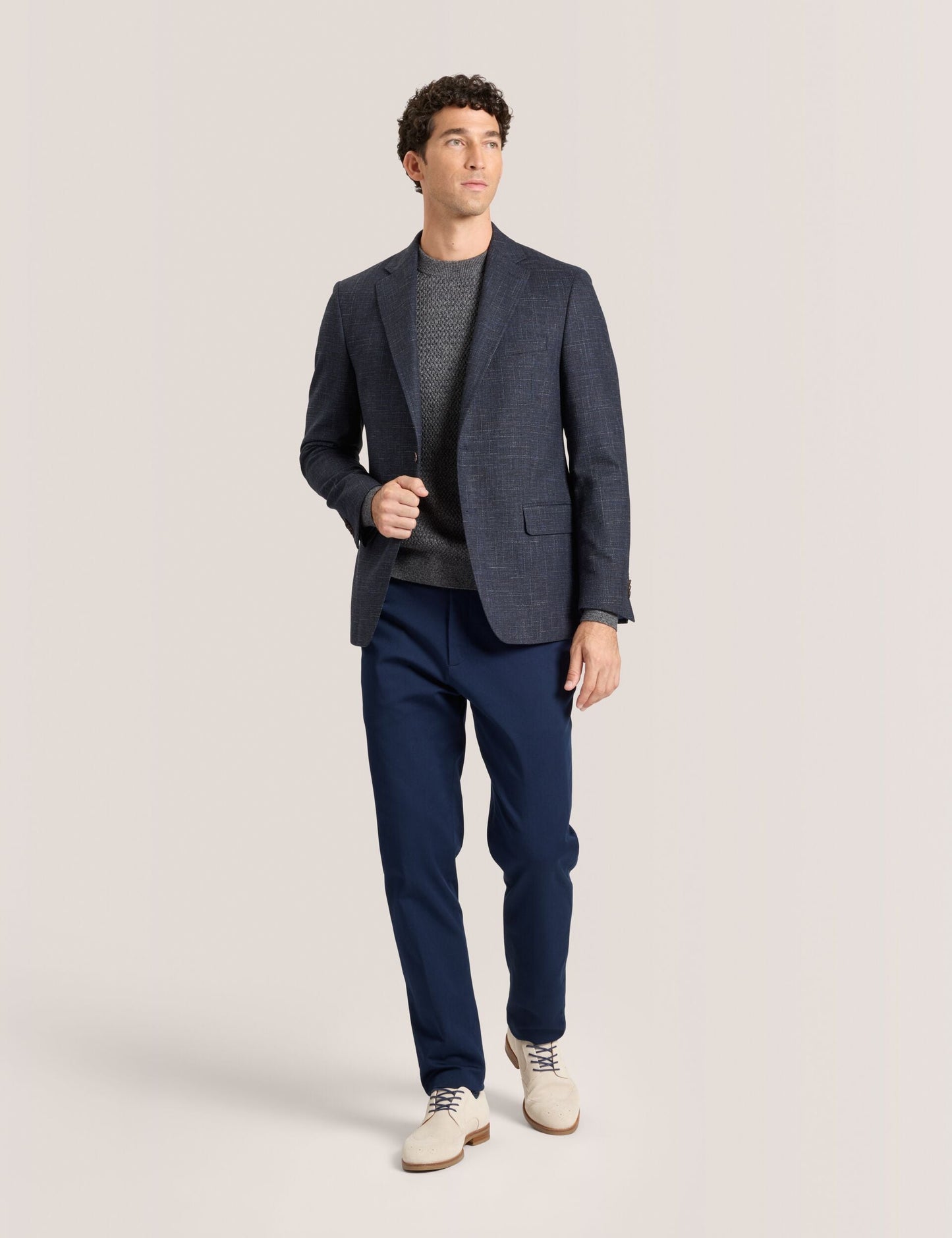 Ted Baker WELLINGTON – Single Breasted Two Button Notch Patch Pocket Weave Jacket BLUE