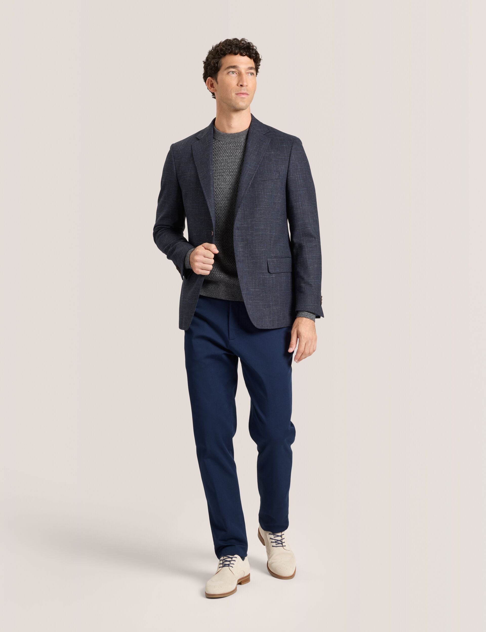 Ted Baker WELLINGTON – Single Breasted Two Button Notch Patch Pocket Weave Jacket BLUE