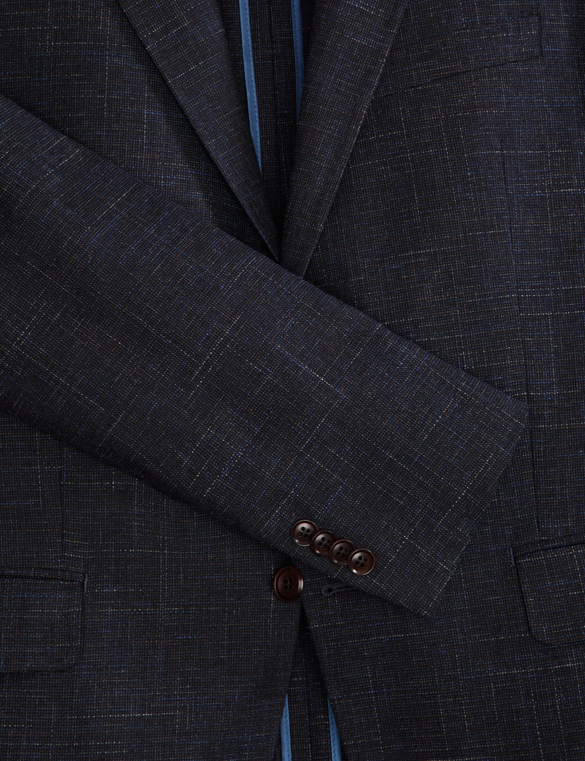 Ted Baker WELLINGTON – Single Breasted Two Button Notch Patch Pocket Weave Jacket BLUE