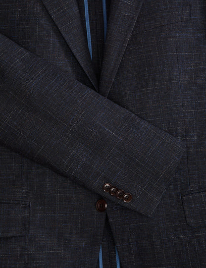 Ted Baker WELLINGTON – Single Breasted Two Button Notch Patch Pocket Weave Jacket BLUE