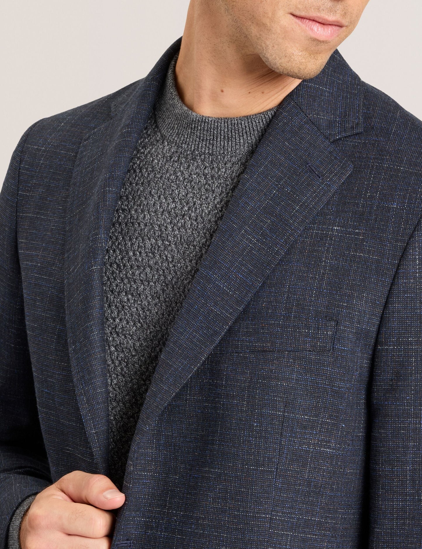 Ted Baker WELLINGTON – Single Breasted Two Button Notch Patch Pocket Weave Jacket BLUE
