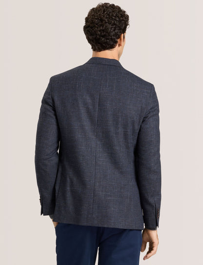 Ted Baker WELLINGTON – Single Breasted Two Button Notch Patch Pocket Weave Jacket BLUE